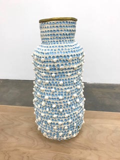 Large Blue and White Vase with Gold