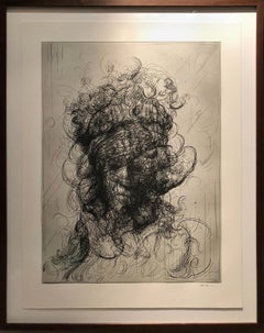 Glenn Brown, Half-Life #2 (after Rembrandt), Etching, 2017; abstracted portrait