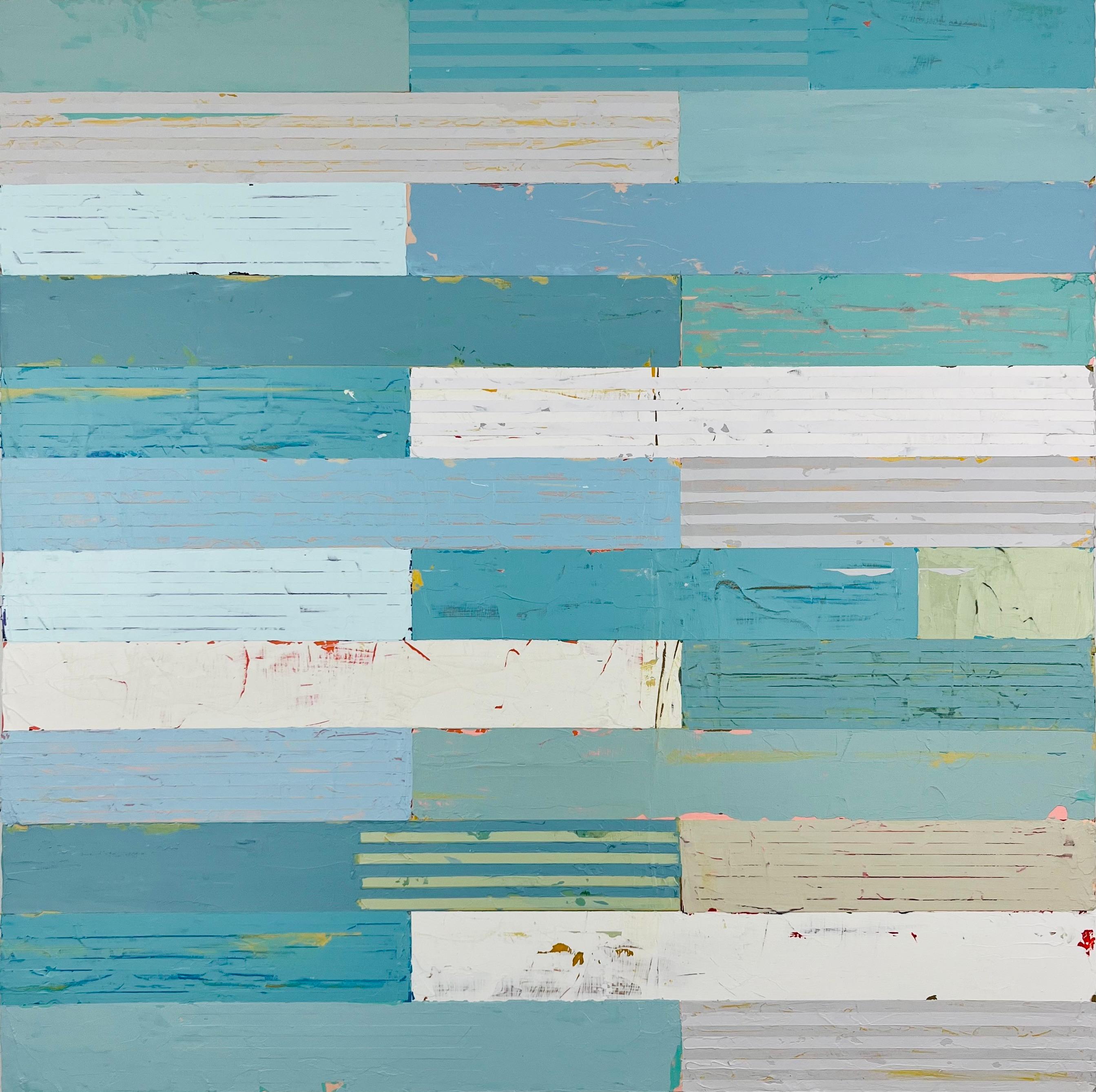 Abstract Painting di Glenn Fischer - Controcorrente - Pittura astratta originale geometrica blu
