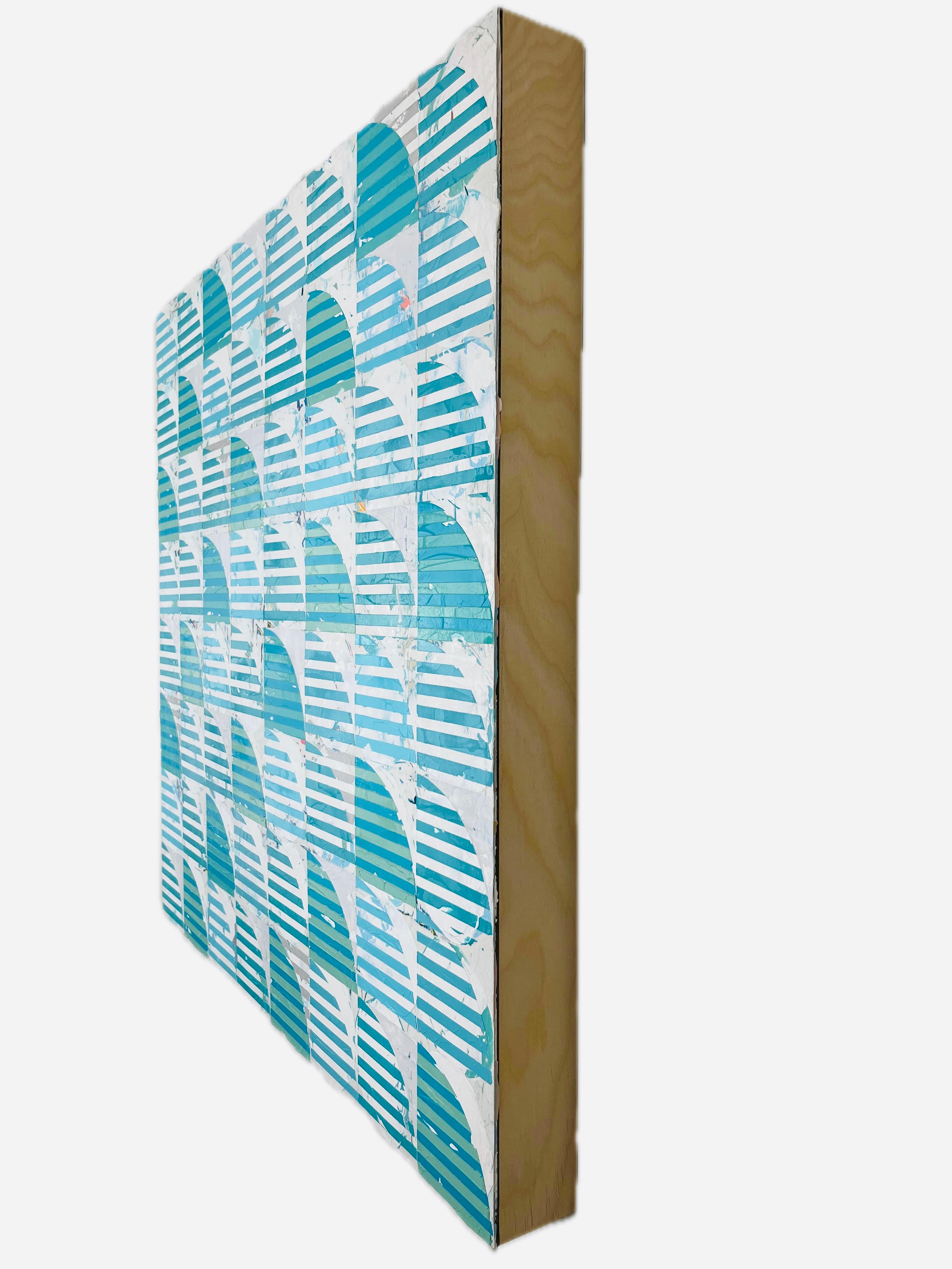 Drifting Away - Pittura astratta originale geometrica blu - Painting di Glenn Fischer