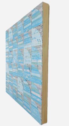 Zarpar - Pintura Geométrica Abstracta Azul Original