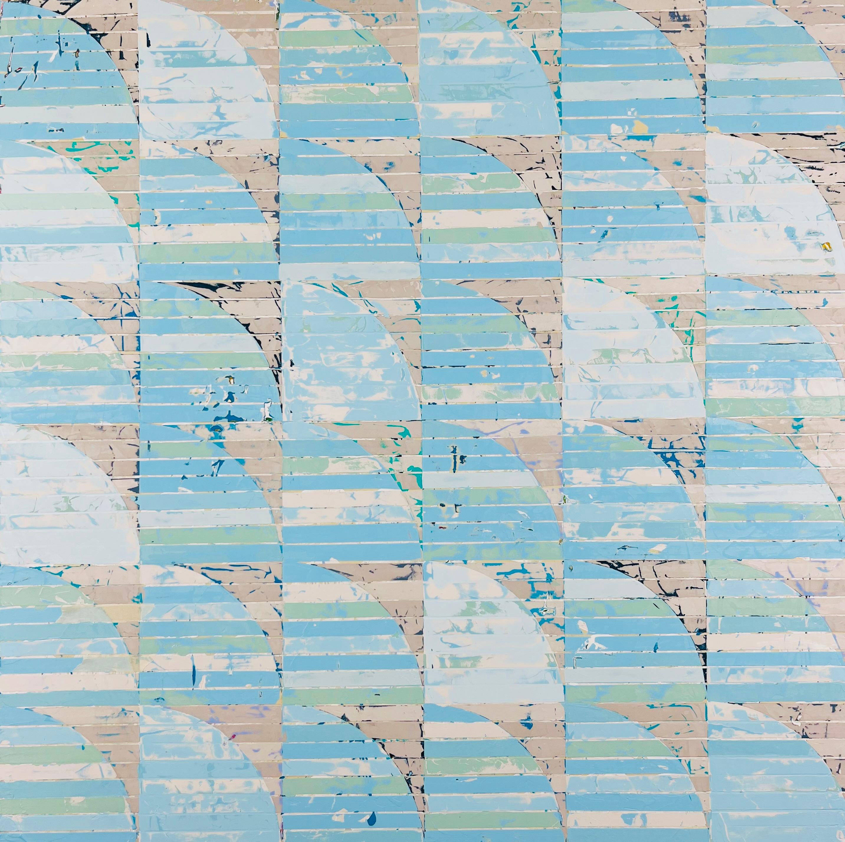 Abstract Painting di Glenn Fischer - Salpare - Pittura astratta originale geometrica blu