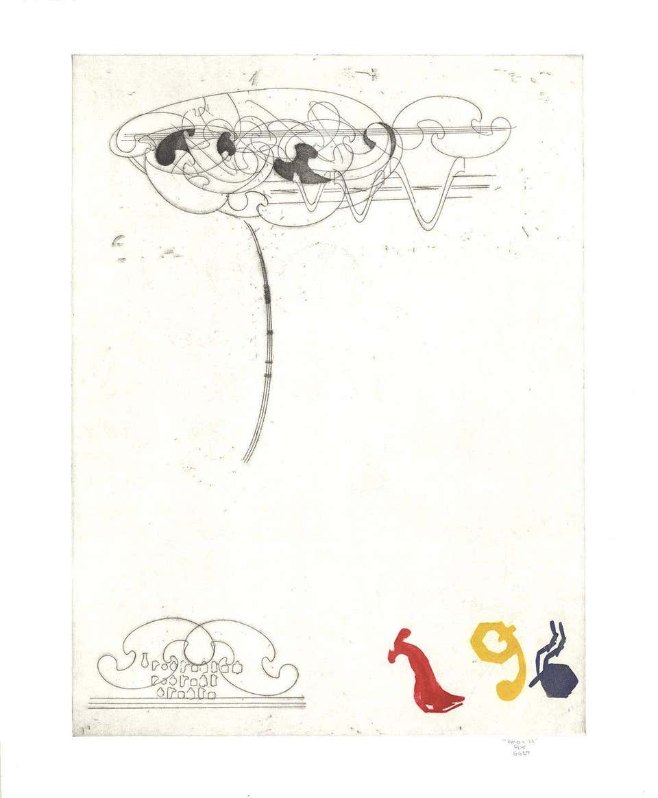 Signed 1987 Etching 'Paco + J.J.' by Glenn Goldberg, 25/25