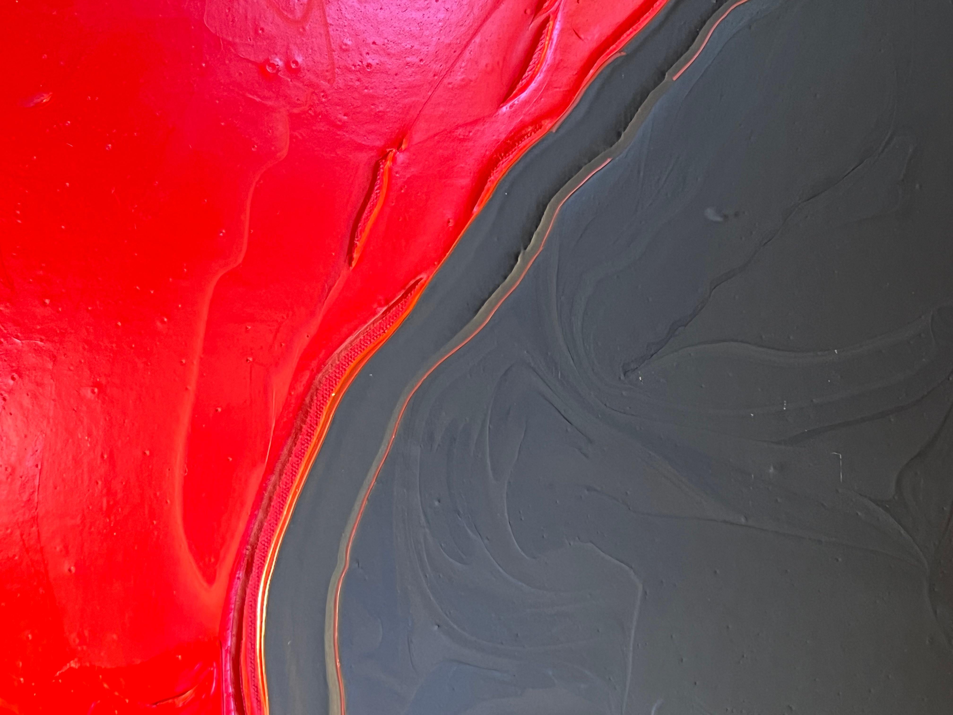 Silver Cloud, di Glenn A. Green, quadro, blu, argento, rosso, astratto, strutturato - Painting di Glenn Green