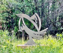 Whirling Bird, Sculpture, by Glenn Green, Santa Fe, Steel, Outdoor, Abstract