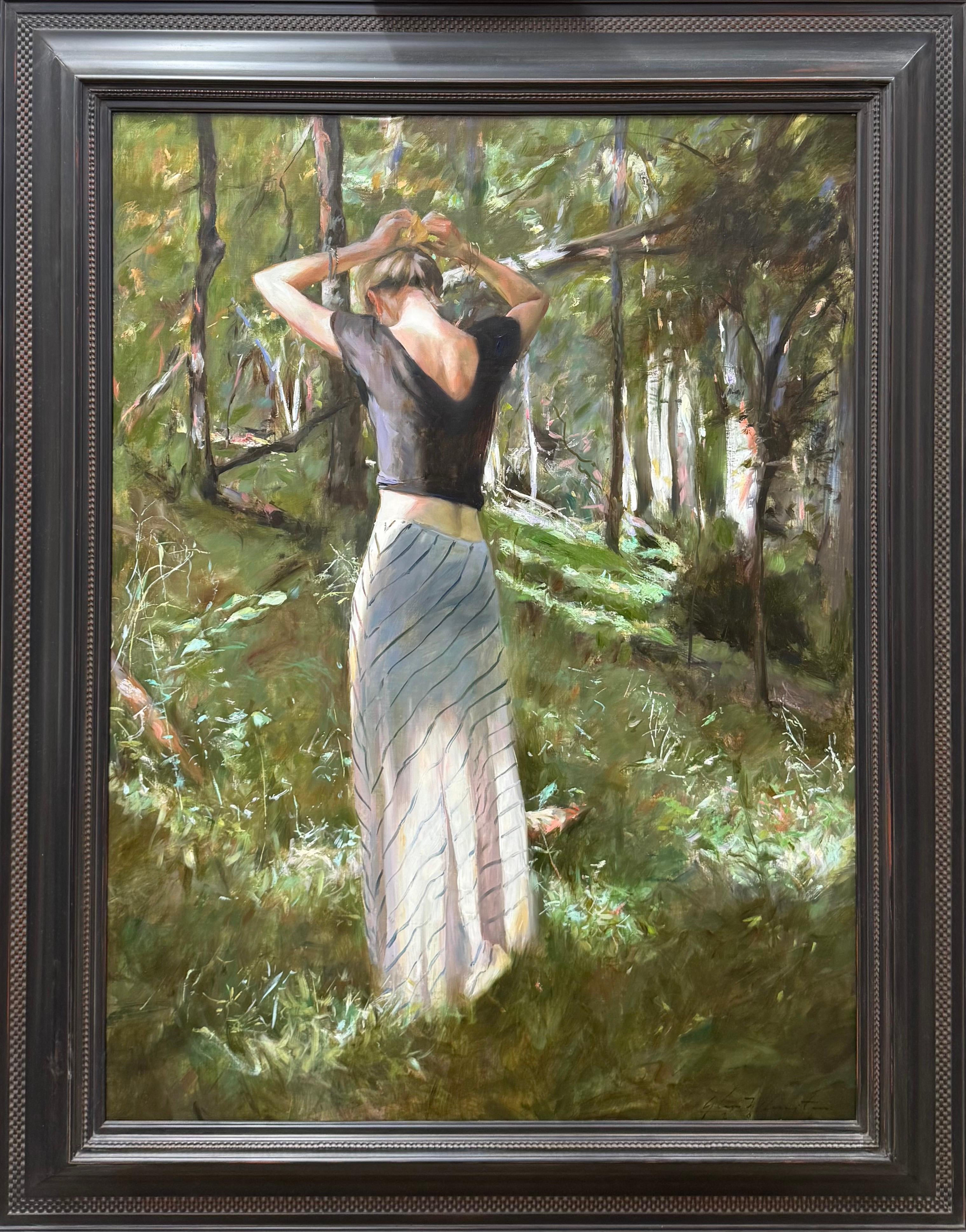 Environmental Portrait of a Lady by Pennsylvania painter Glenn Harrington For Sale 1