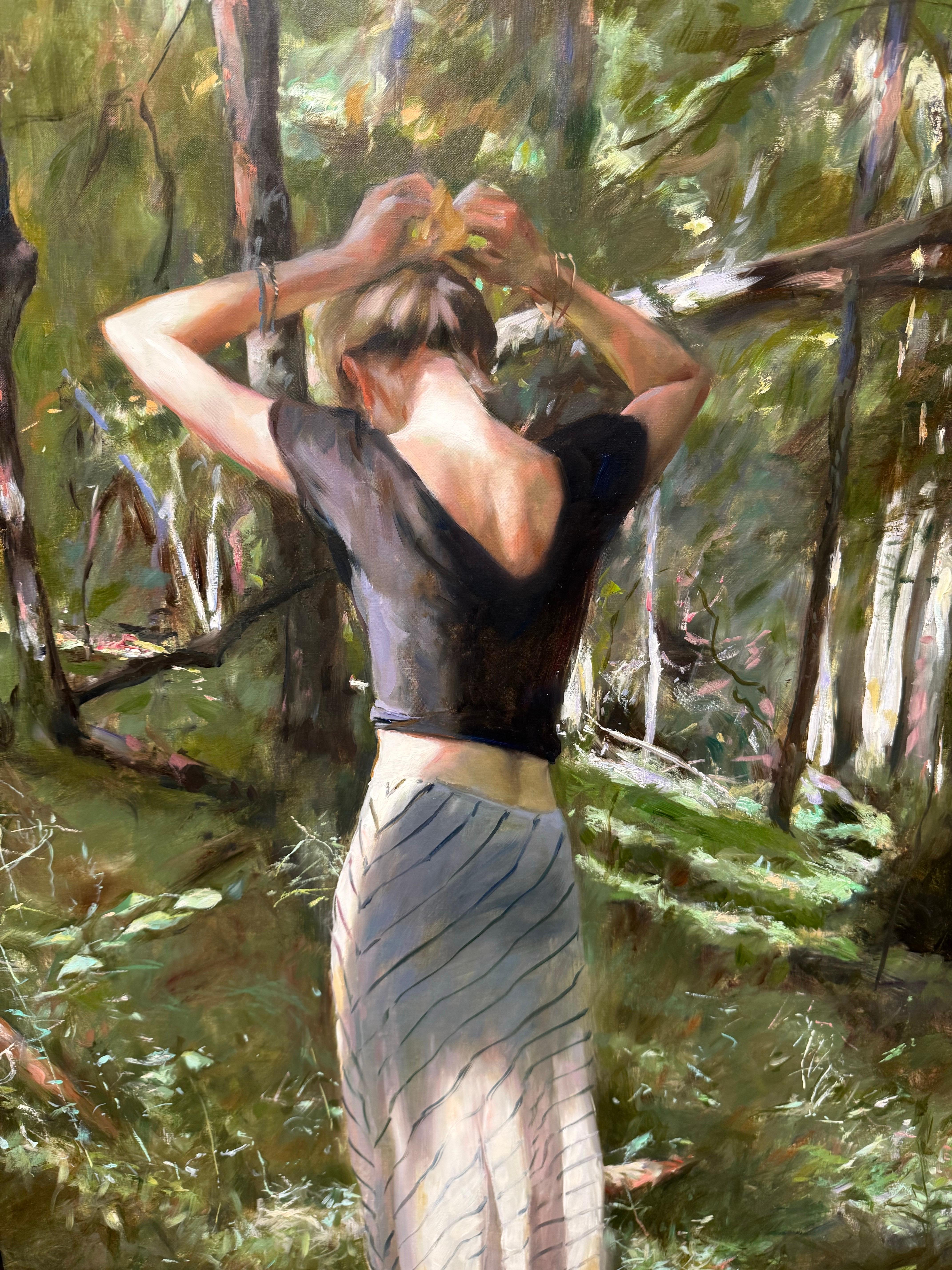 Environmental Portrait of a Lady by Pennsylvania painter Glenn Harrington For Sale 2