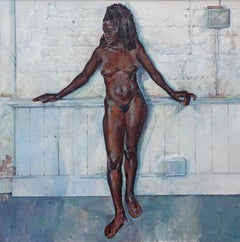 Algerisch. Zeitgenössisches nudefarbenes Ölgemälde