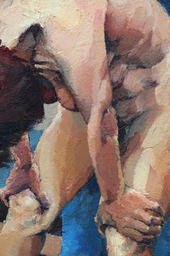 Blaue Tafel. Zeitgenössisches figuratives Ölgemälde