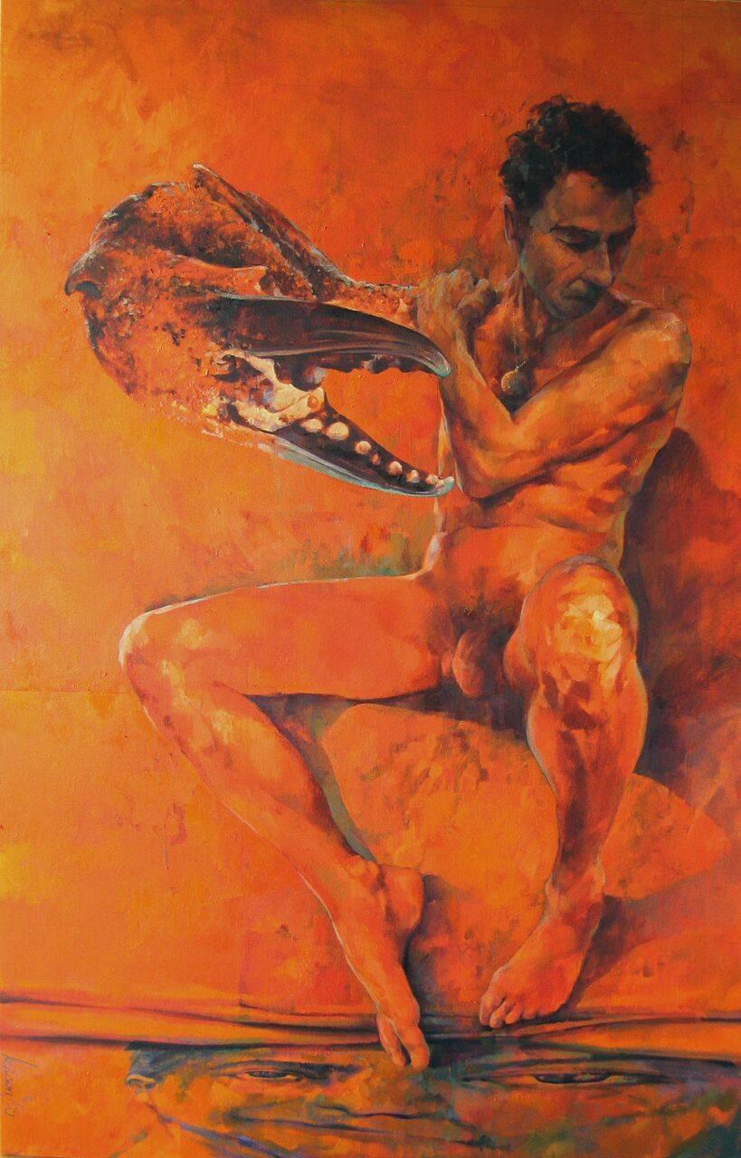 Glenn Ibbitson Figurative Painting - Clawman.  Contemporary Figurative Oil Painting