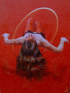 Levitating Lady. Contemporary Figurative Oil Painting