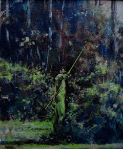 « L'homme vert » (le vert)  Peinture à l'huile figurative contemporaine