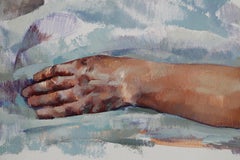 Ringe mit mehreren Ringen. Zeitgenössisches nudefarbenes Ölgemälde