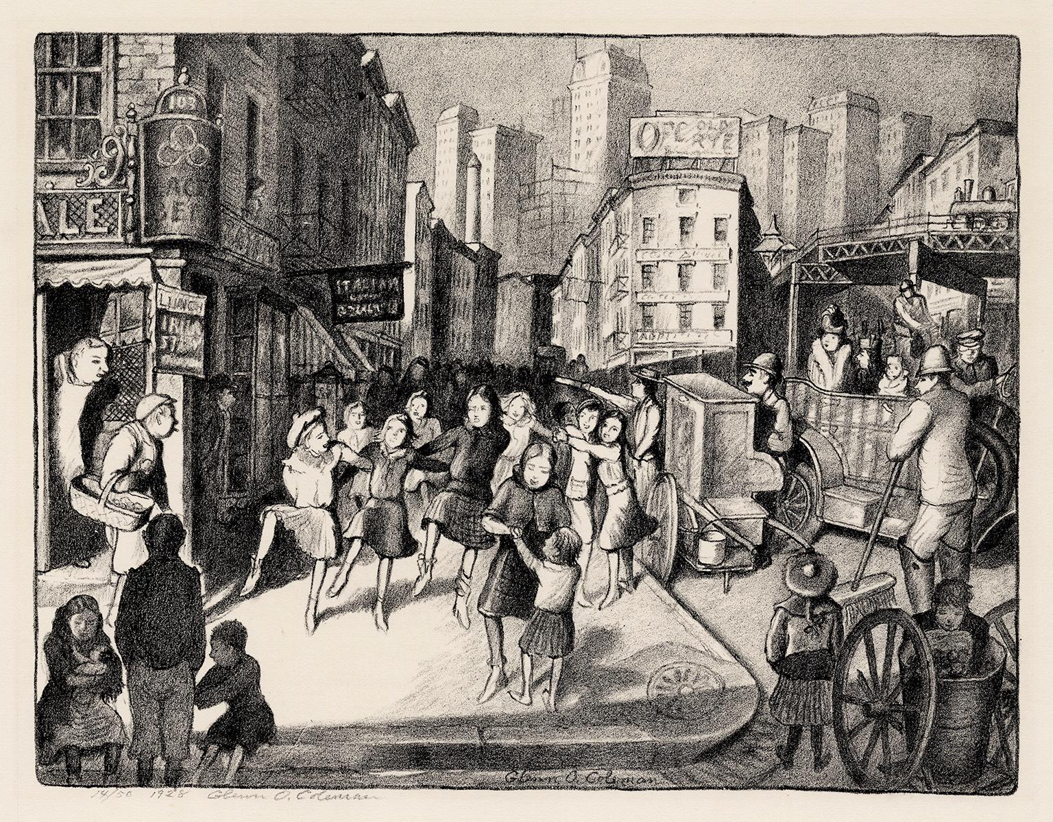 Figurative Print de Glenn O. Coleman - Ballet de zanfona" - Escena Americana de Nueva York, Escuela Ashcan