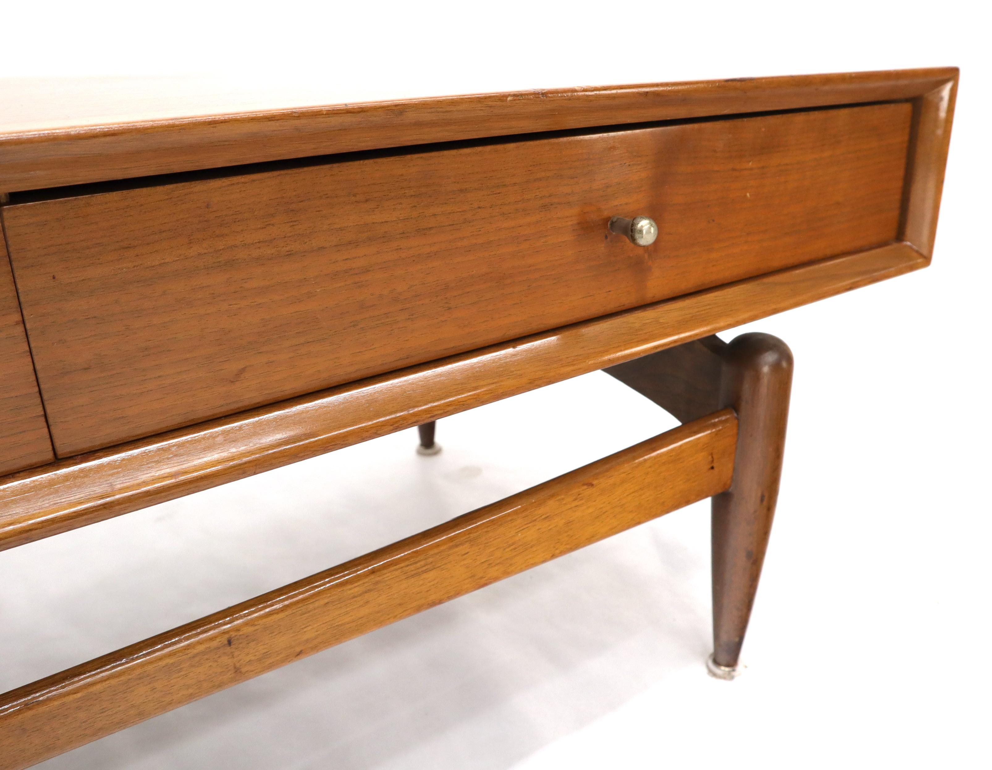 Glenn of California Atr. Walnut Three Drawers Coffee Table on Sculpted Legs 2