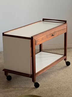 Glenn of California Hostess Bar Cart in Walnut and White Formica