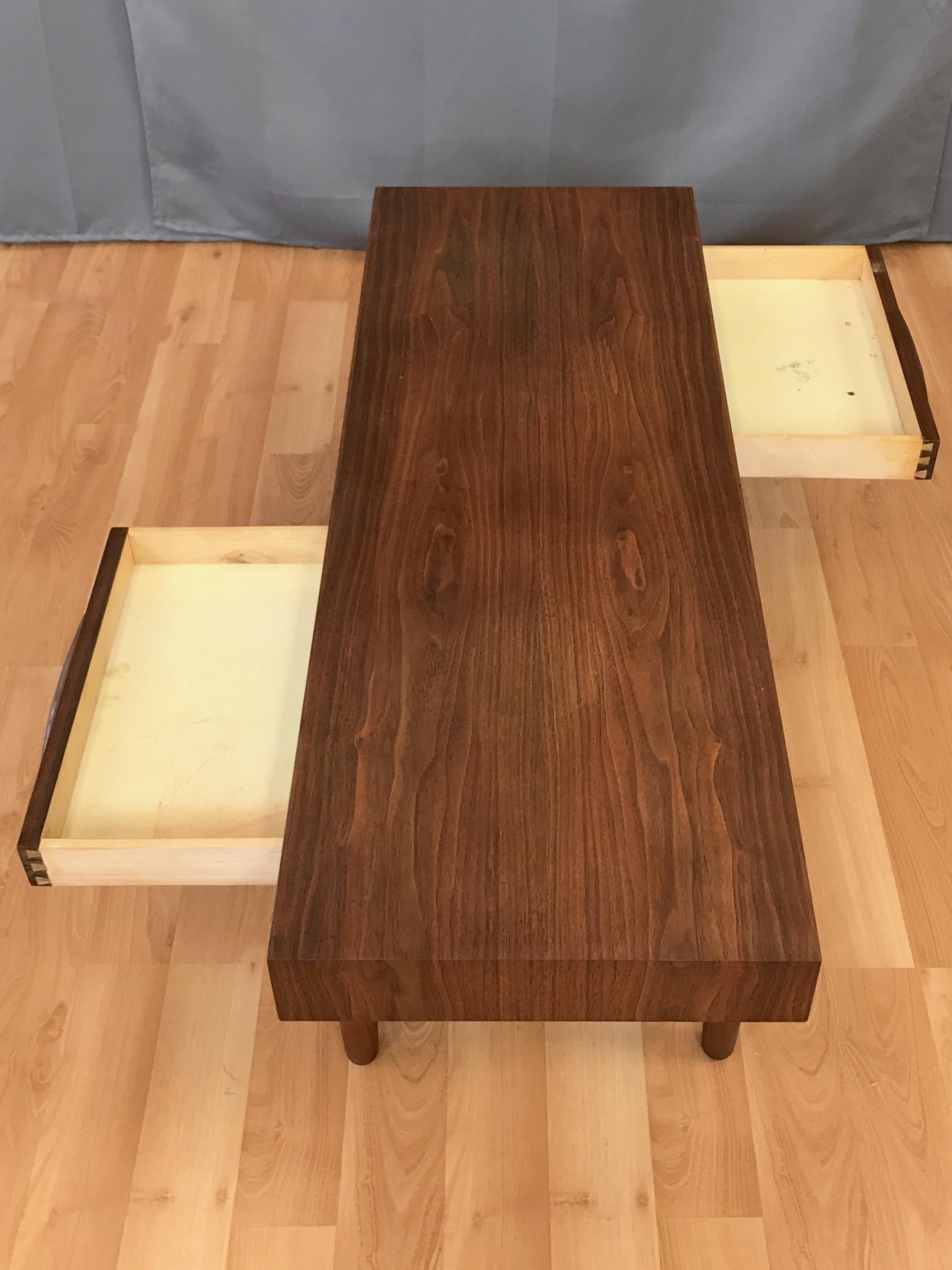 Glenn of California Style Walnut Coffee Table with Drawers 4