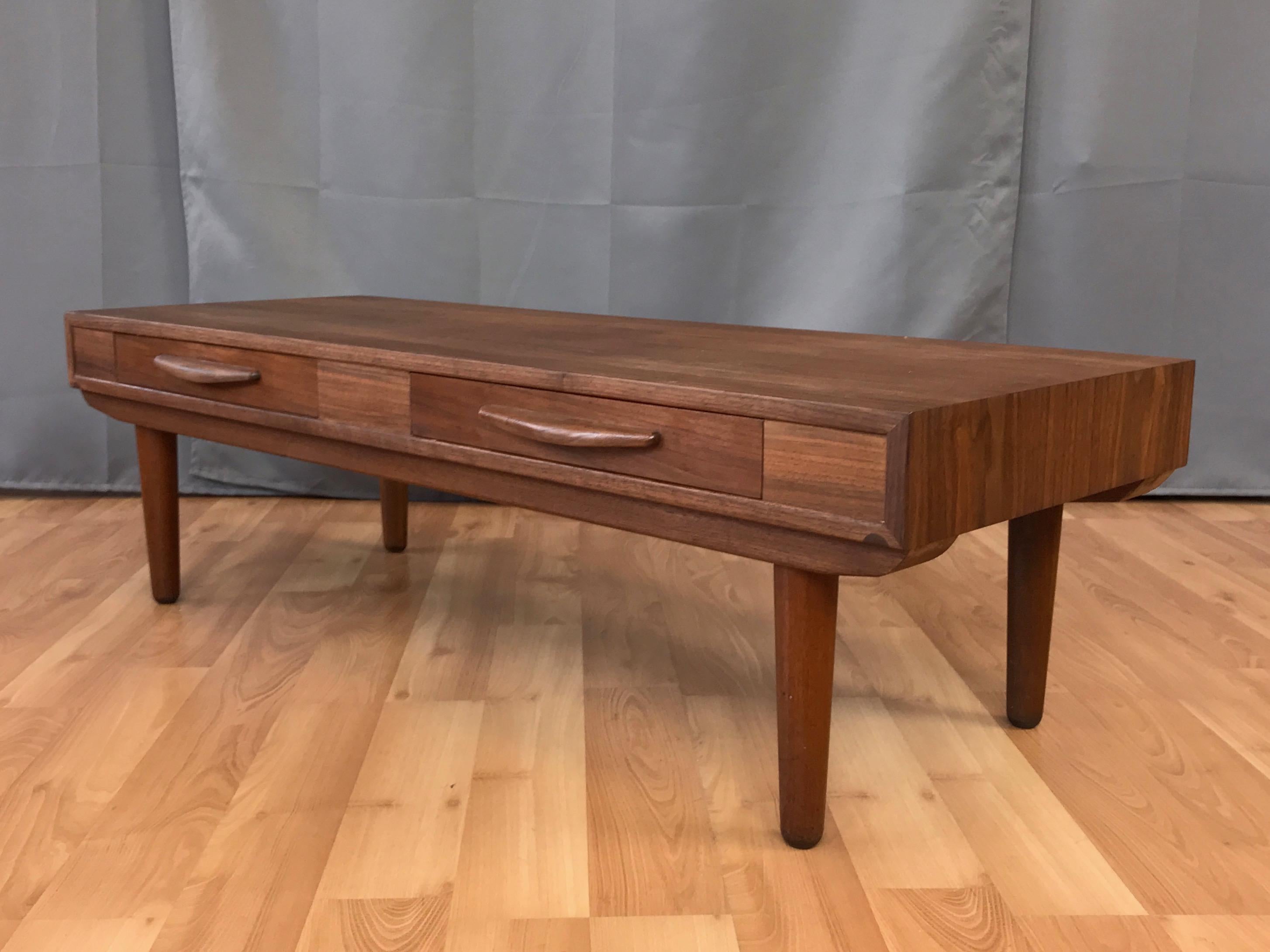 walnut coffee table with drawers