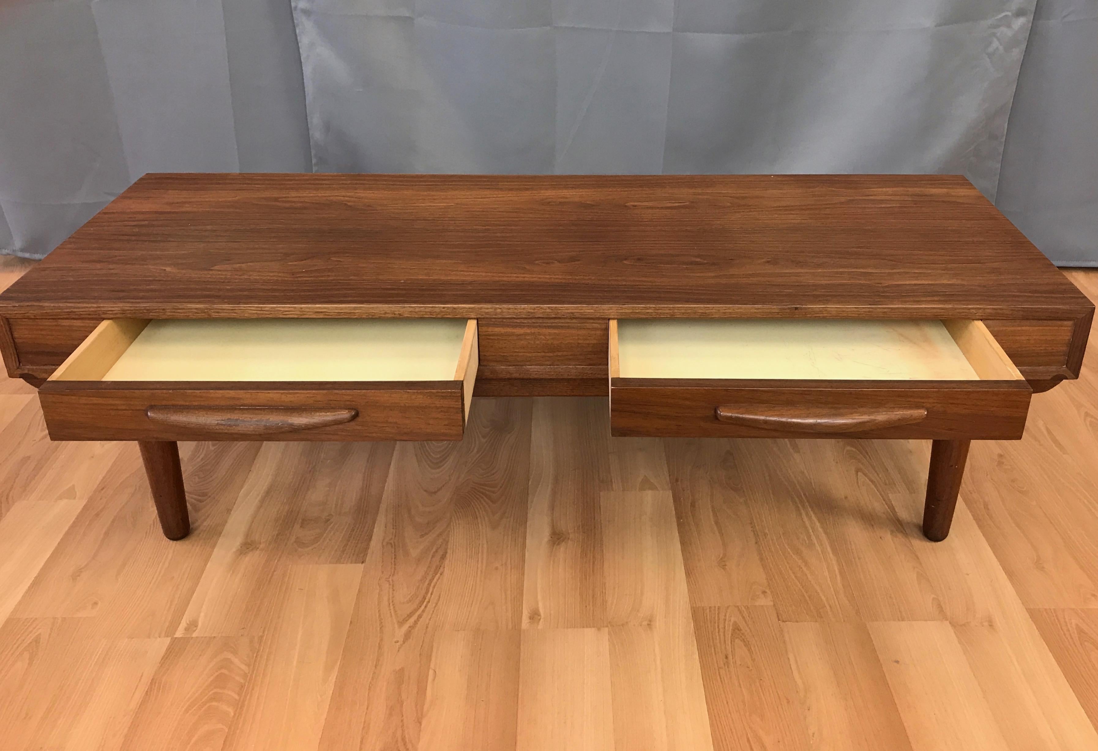 Glenn of California Style Walnut Coffee Table with Drawers 1