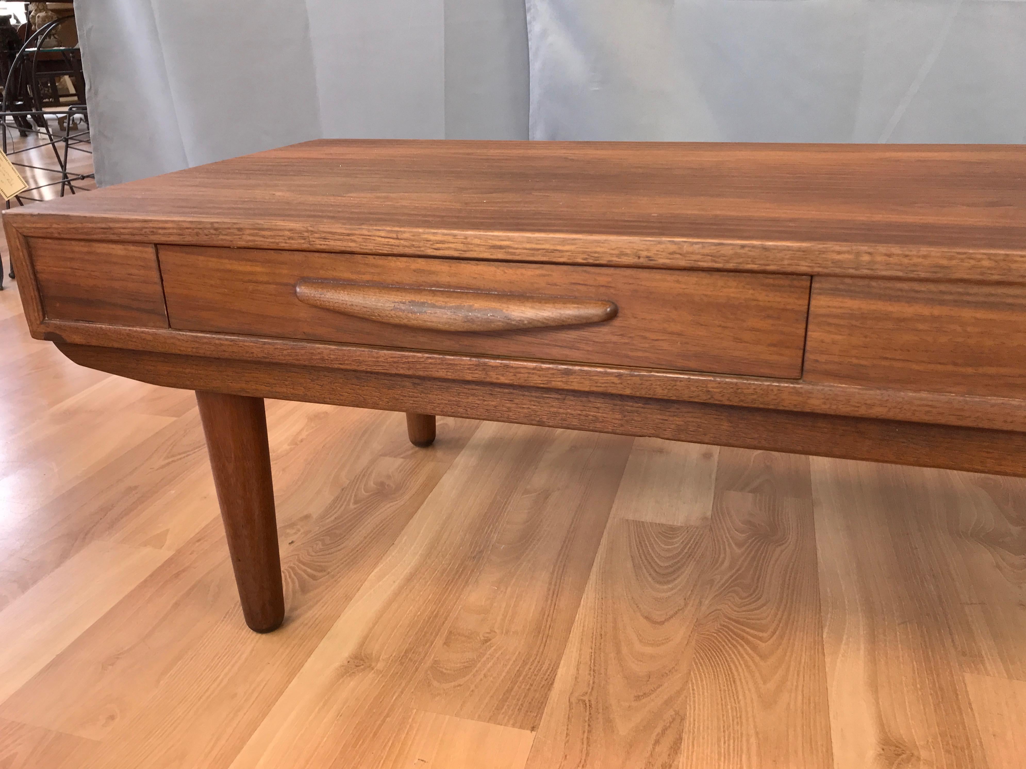 Glenn of California Style Walnut Coffee Table with Drawers 2