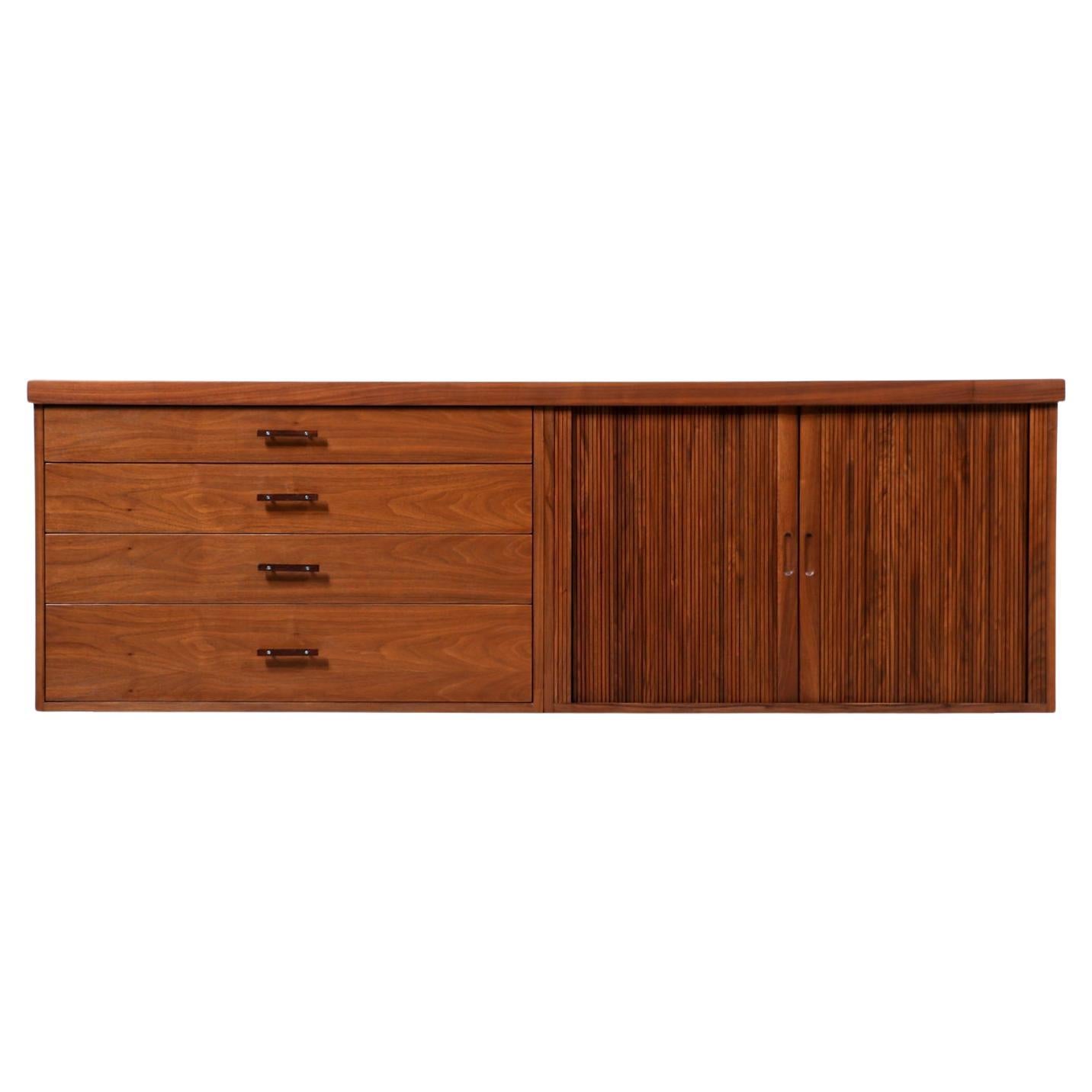 Glenn of California Tambour-Door Credenza with Black Formica Top For Sale