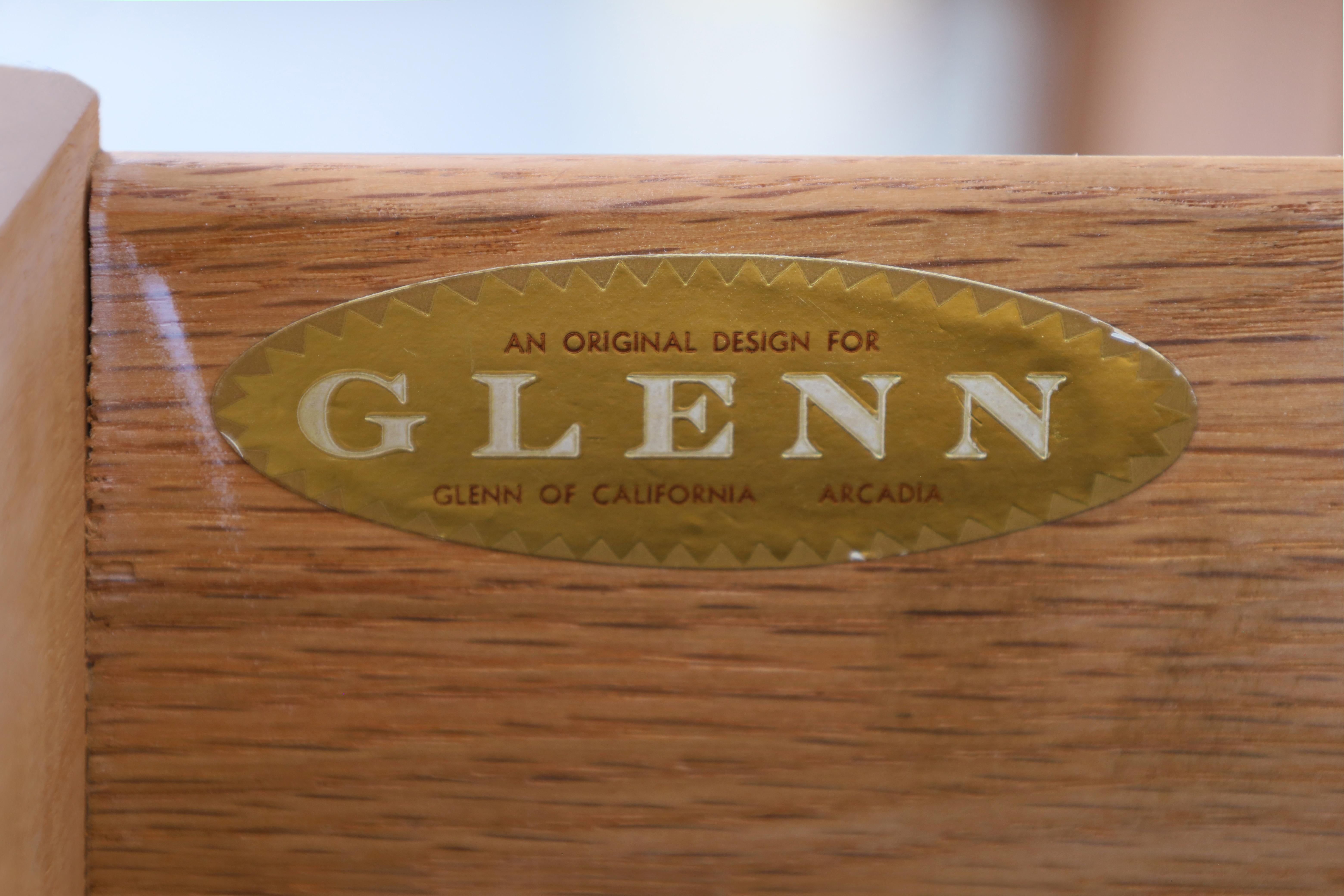 Brass Glenn of California Walnut Tambour Door Credenza by Milo Baughman