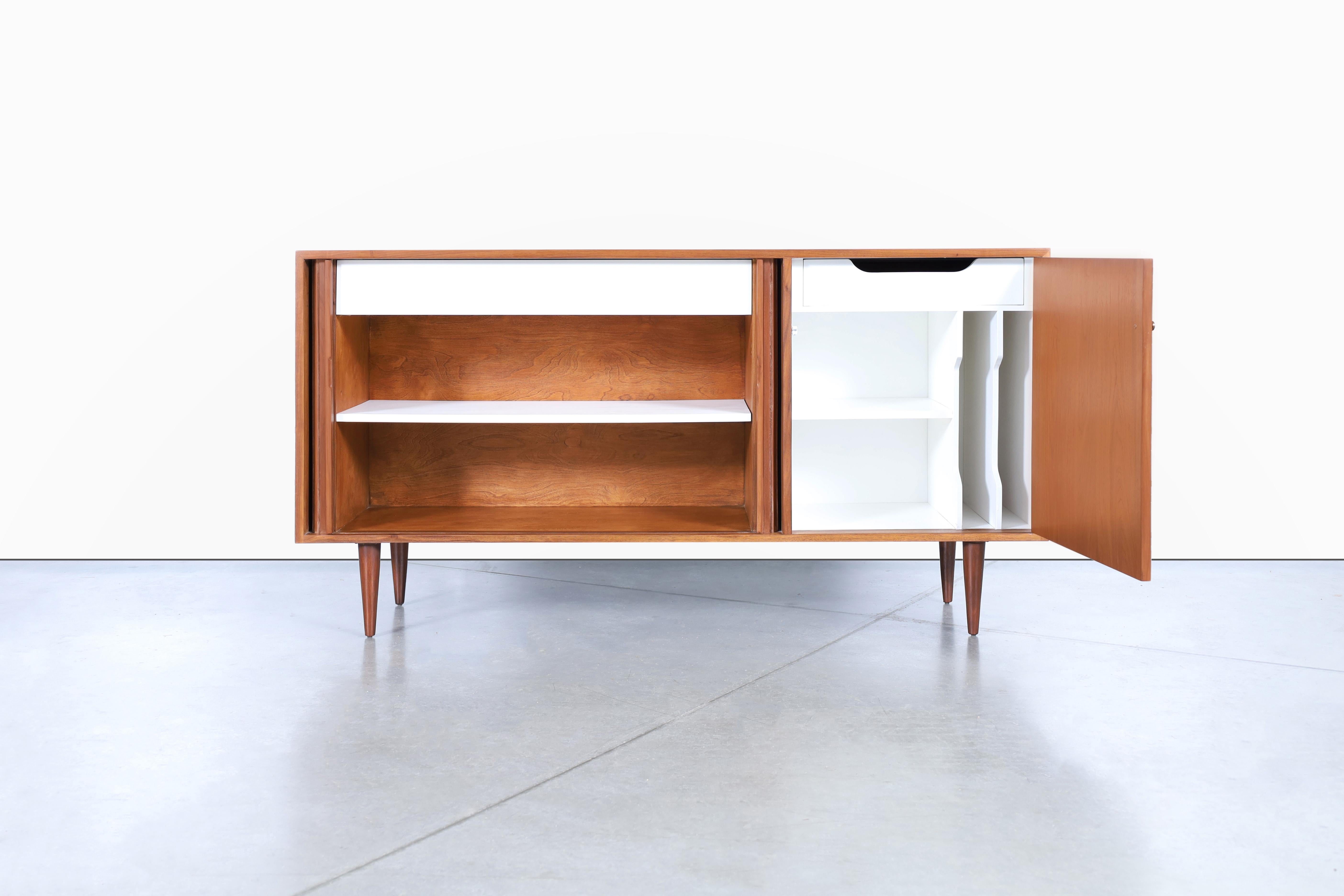 Glenn of California Walnut Tambour Door Credenza by Milo Baughman 2