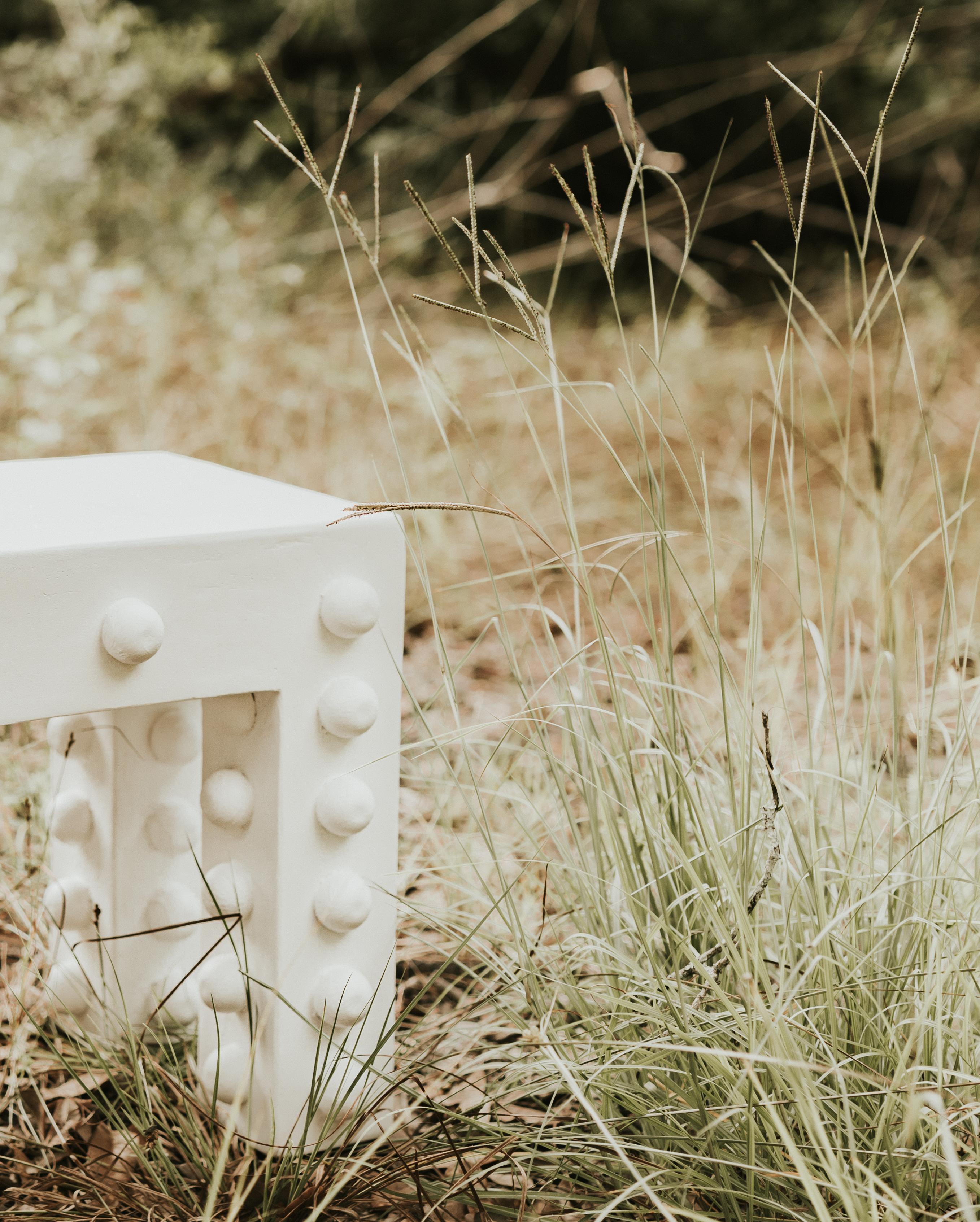 Glenn Thinking Stool in Gypsum & Fiberglass by Brent Warr Studios In New Condition For Sale In Bainbridge, GA