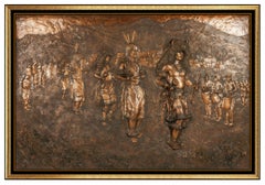 Glenna Goodacre Buffalo Dance Bronze Relief Sculpture Native American Signed Art