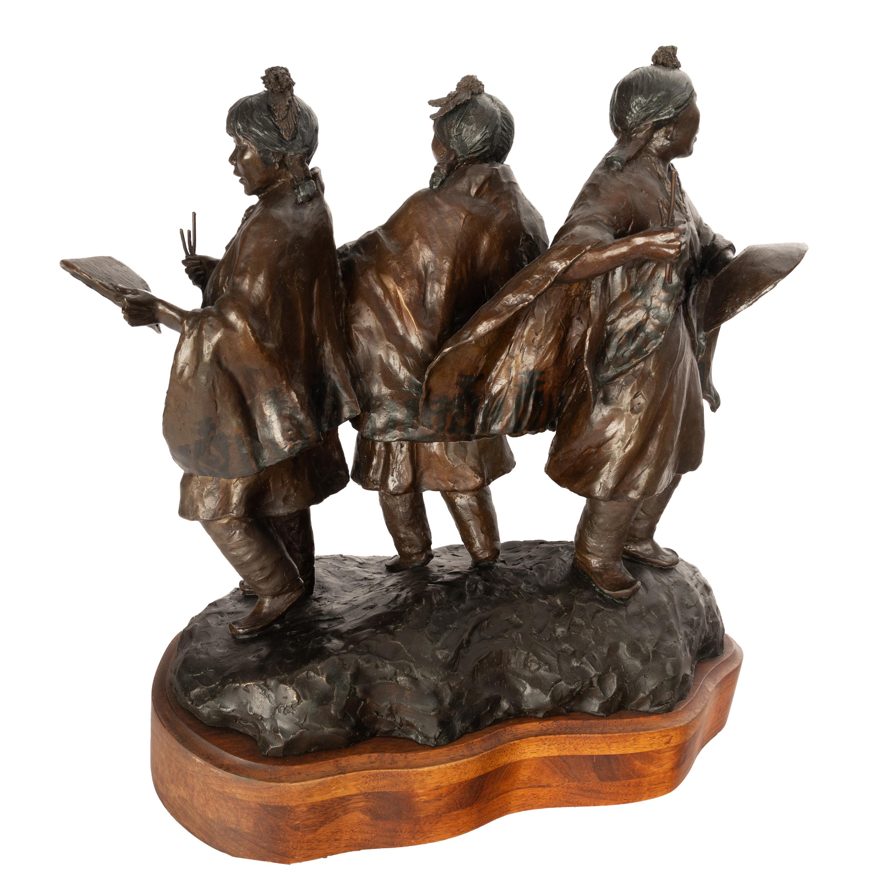 Bronze-Skulptur-Statue der Korb Tänzerin, Young Native Pueblo Women, New Mexico im Angebot 5