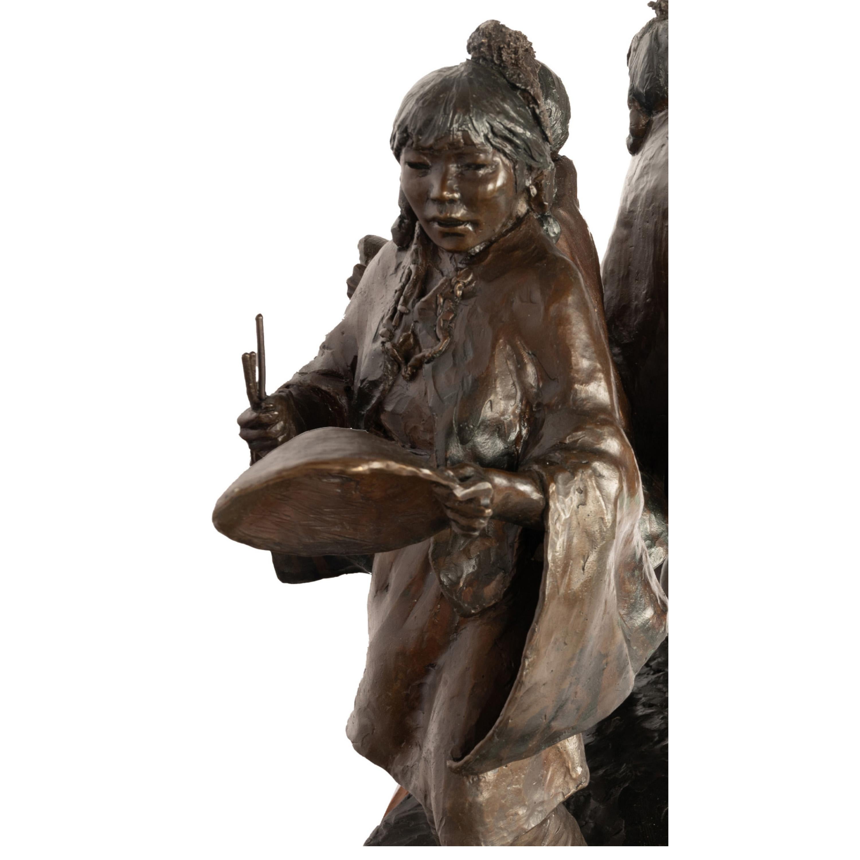 Bronze-Skulptur-Statue der Korb Tänzerin, Young Native Pueblo Women, New Mexico im Angebot 6
