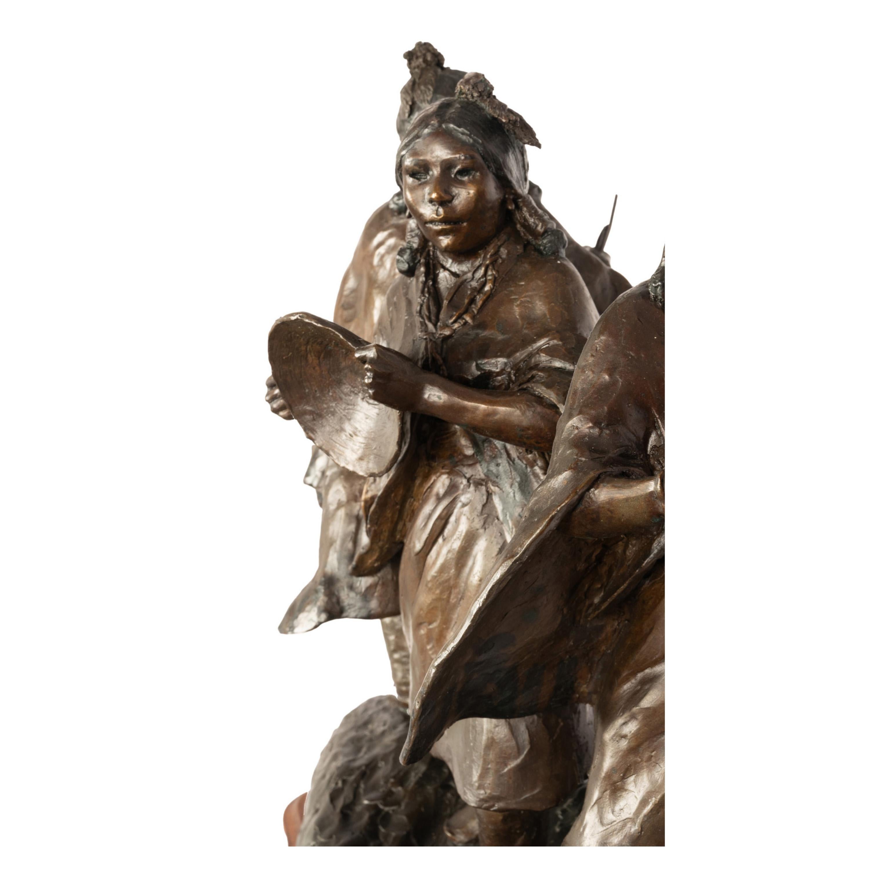 Bronze-Skulptur-Statue der Korb Tänzerin, Young Native Pueblo Women, New Mexico im Angebot 8