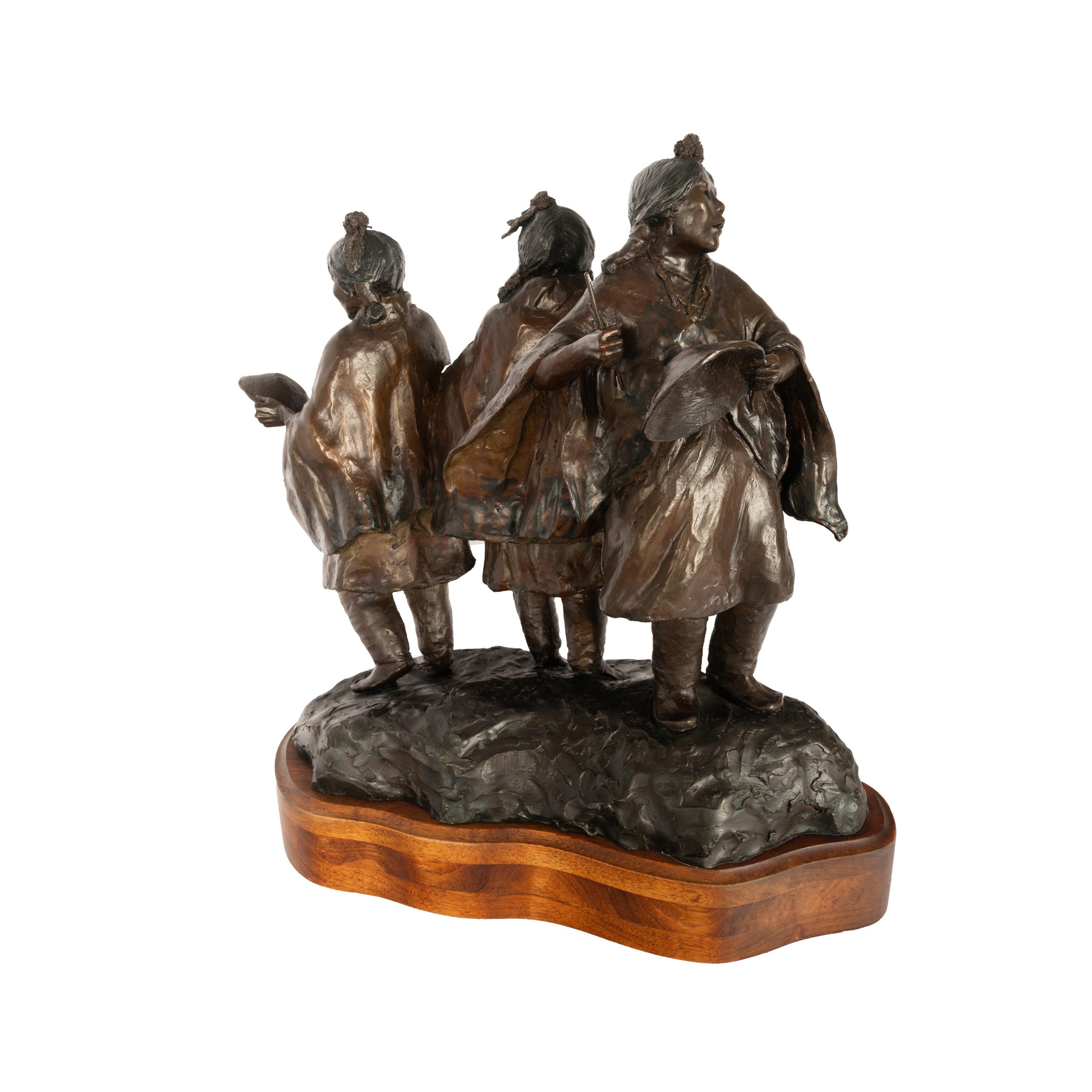 Bronze-Skulptur-Statue der Korb Tänzerin, Young Native Pueblo Women, New Mexico im Angebot 1