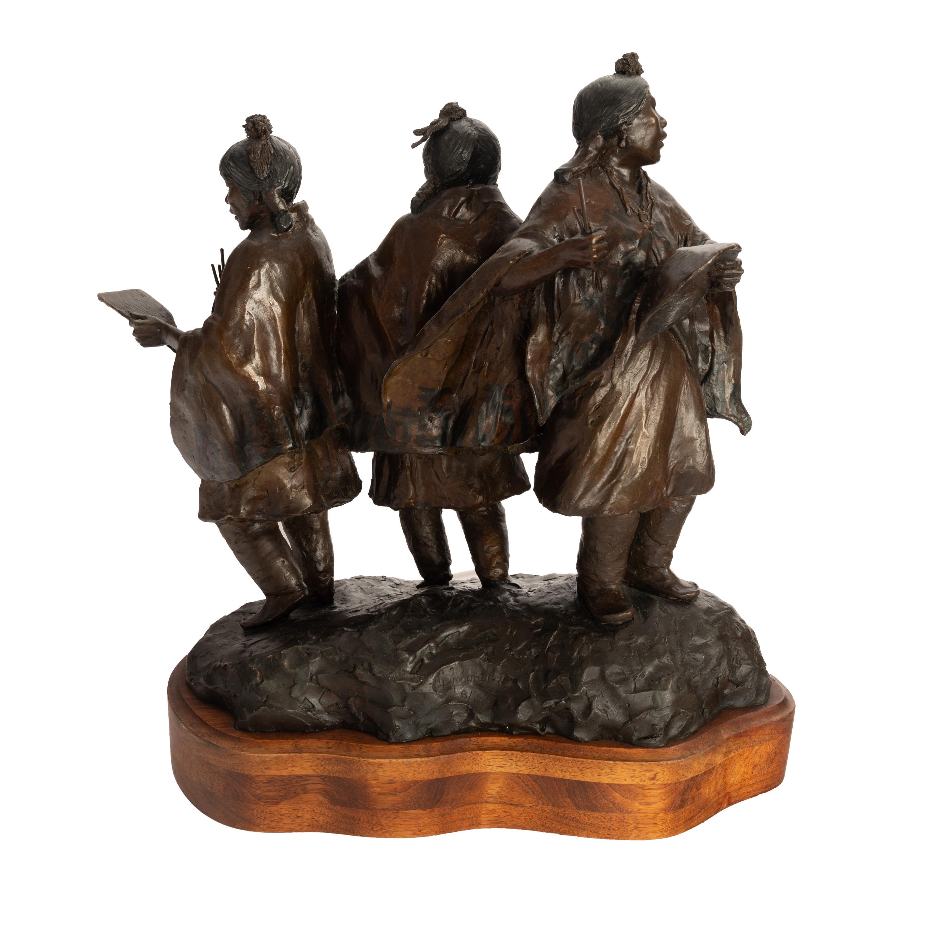Bronze-Skulptur-Statue der Korb Tänzerin, Young Native Pueblo Women, New Mexico im Angebot 2