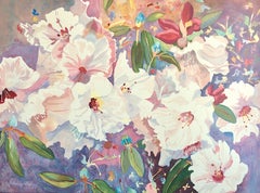 RHODODENDRONES CHINOS Litografía Dibujada a Mano, Acuarela Floral, Colores Pastel