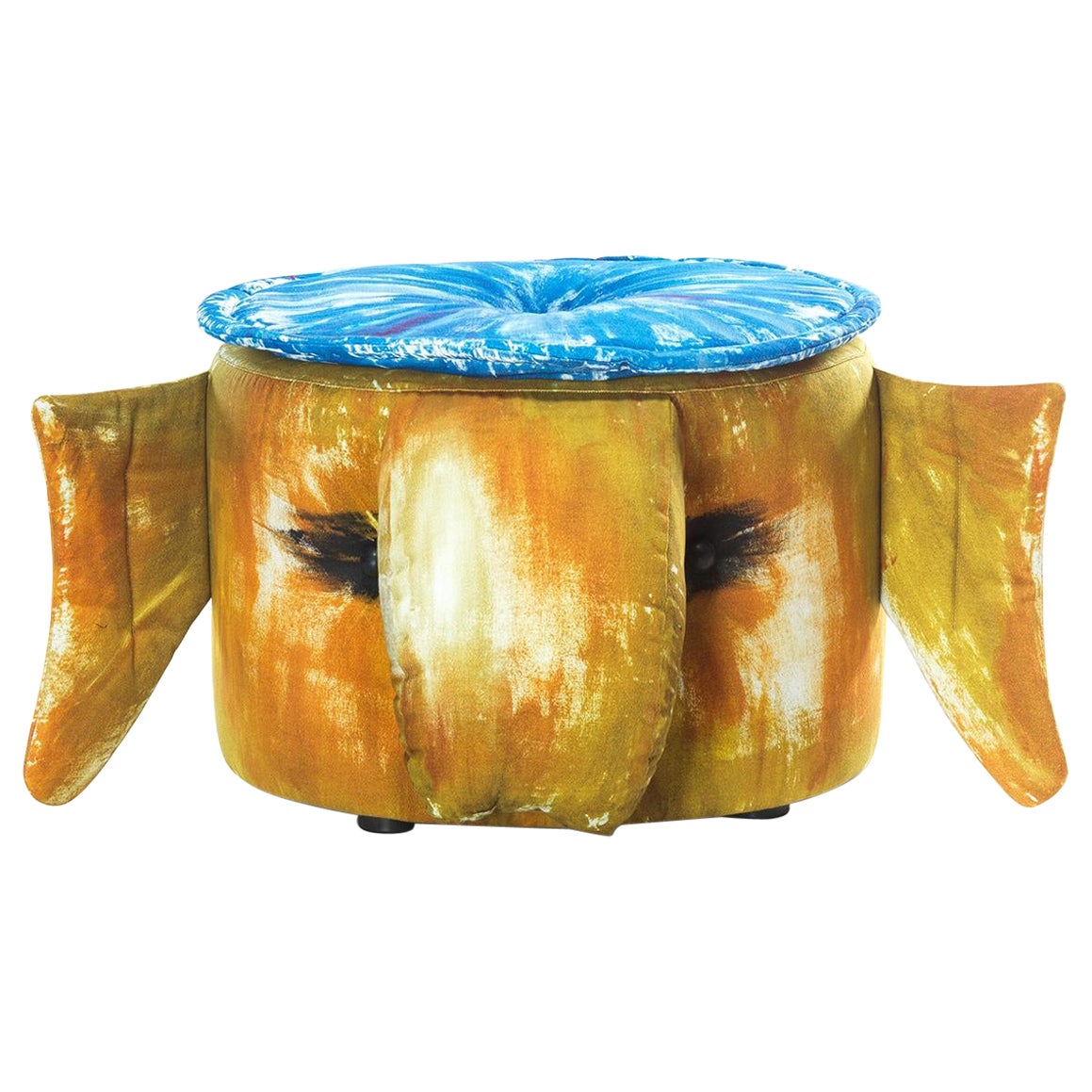 Gli Amici Printed Cotton Pouf Elefante by Gaetano Pesce For Sale