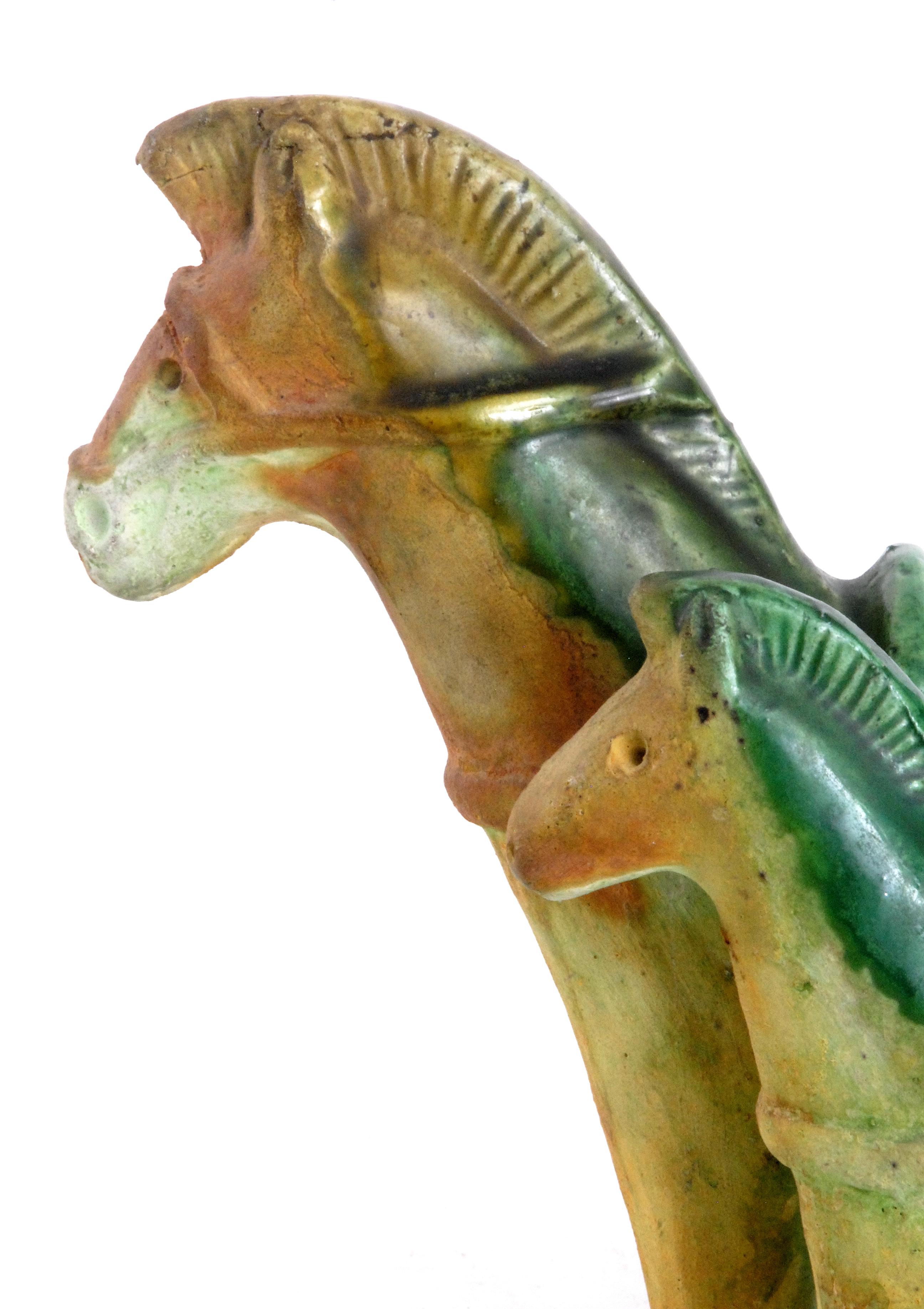 Gli Etruschi, Ivo De Santis Pair of Green/Ochre Horses, Italy, circa 1960 In Good Condition In Pymble, NSW