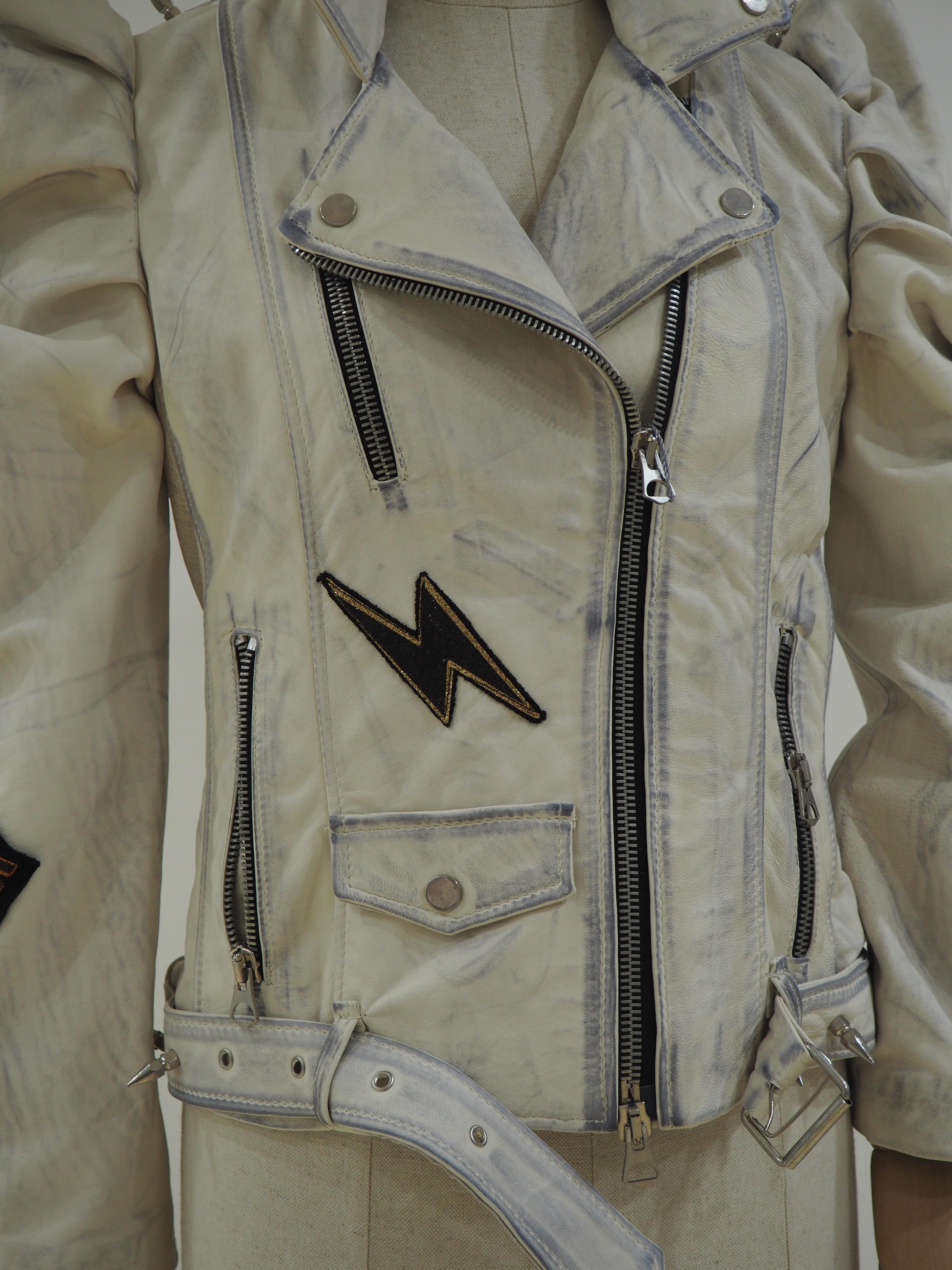Gli Psicopatici off white leather Madonna X Jacket 3
