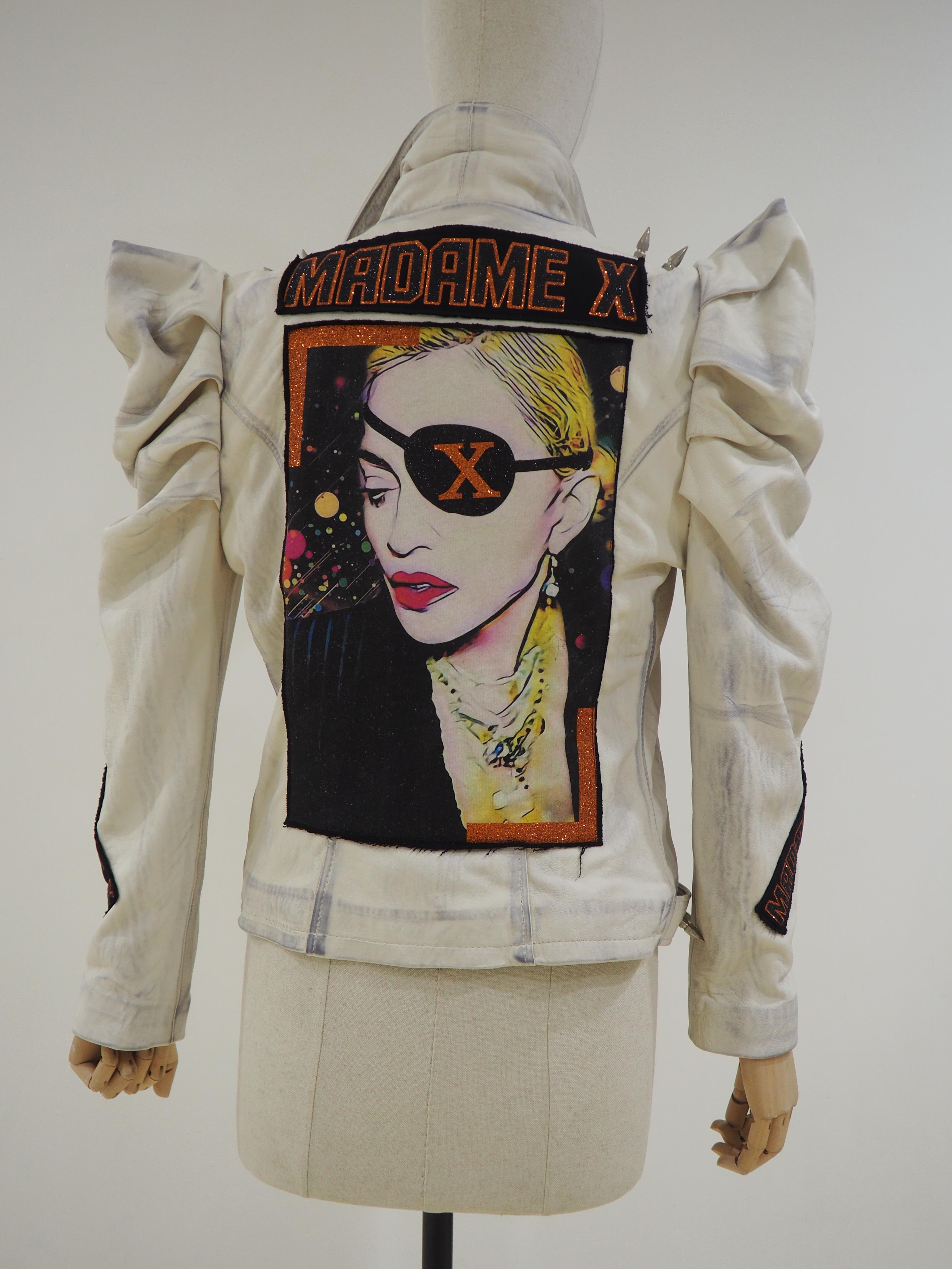 Gray Gli Psicopatici off white leather Madonna X Jacket