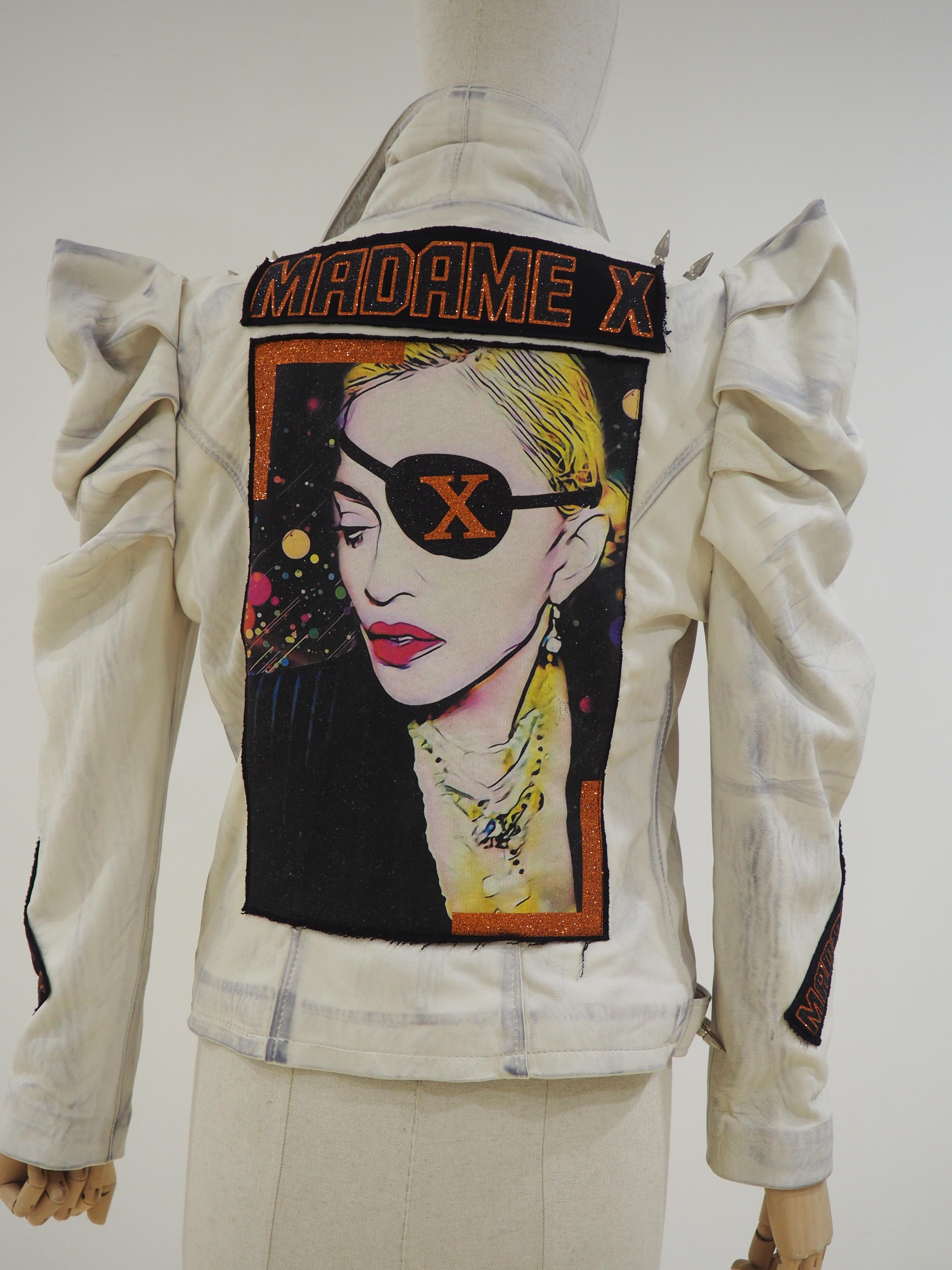 Gli Psicopatici off white leather Madonna X Jacket In New Condition In Capri, IT