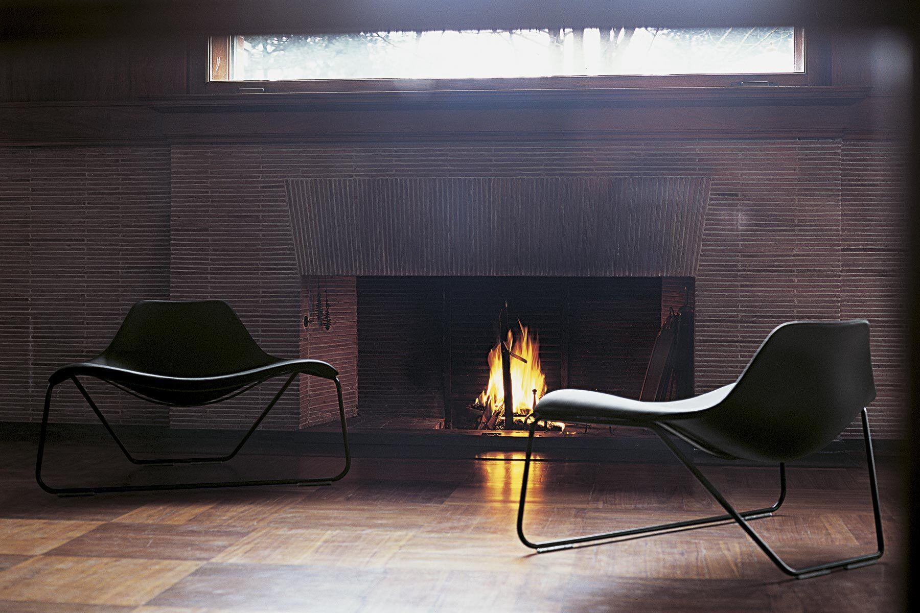 Italian Glide – Armchair in black leather by Monica Forster for Tacchini in vendita