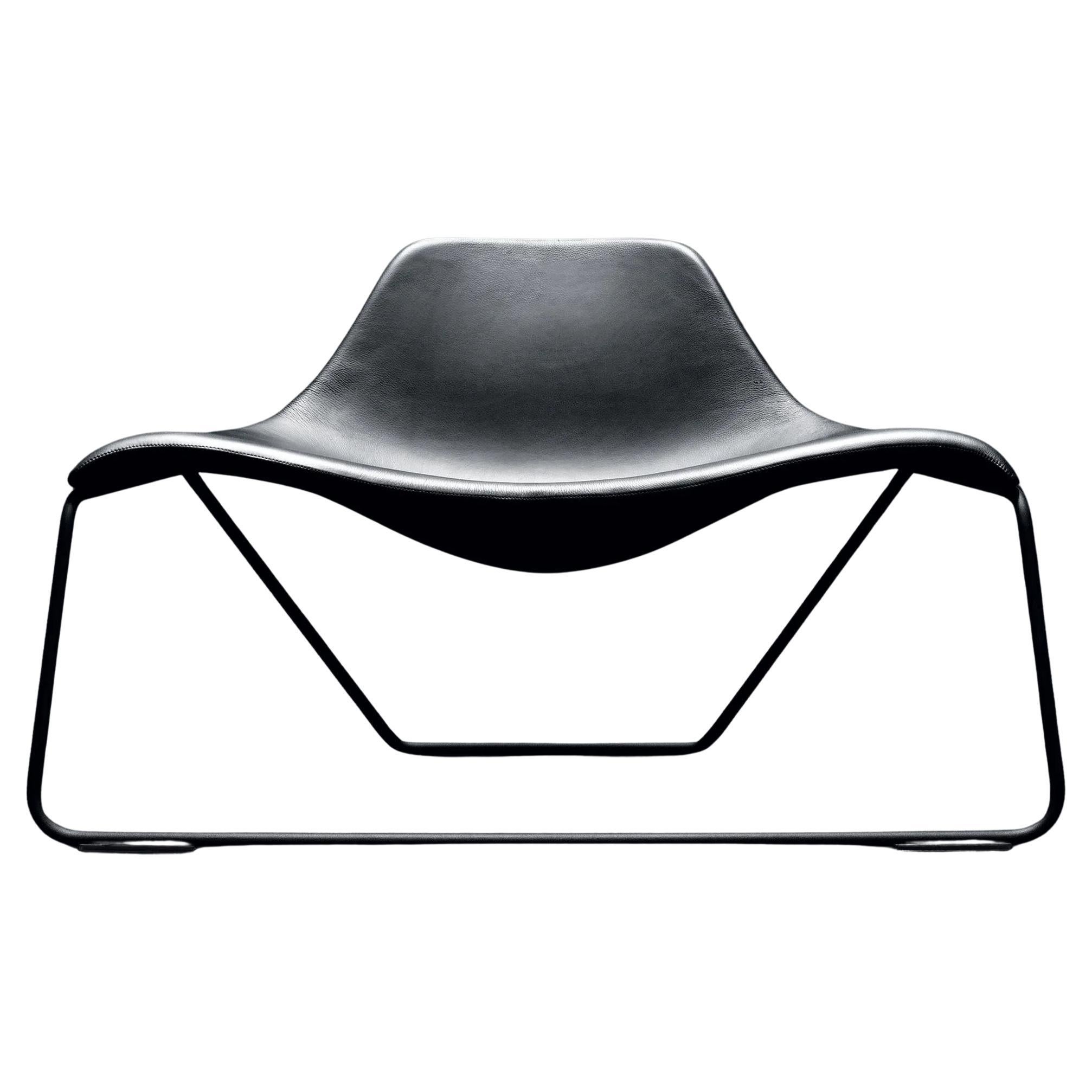 Glide – Armchair in black leather by Monica Forster for Tacchini in vendita