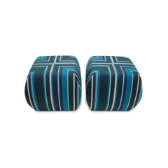 Glide Striped Ottoman Round Custom Hidden Castors