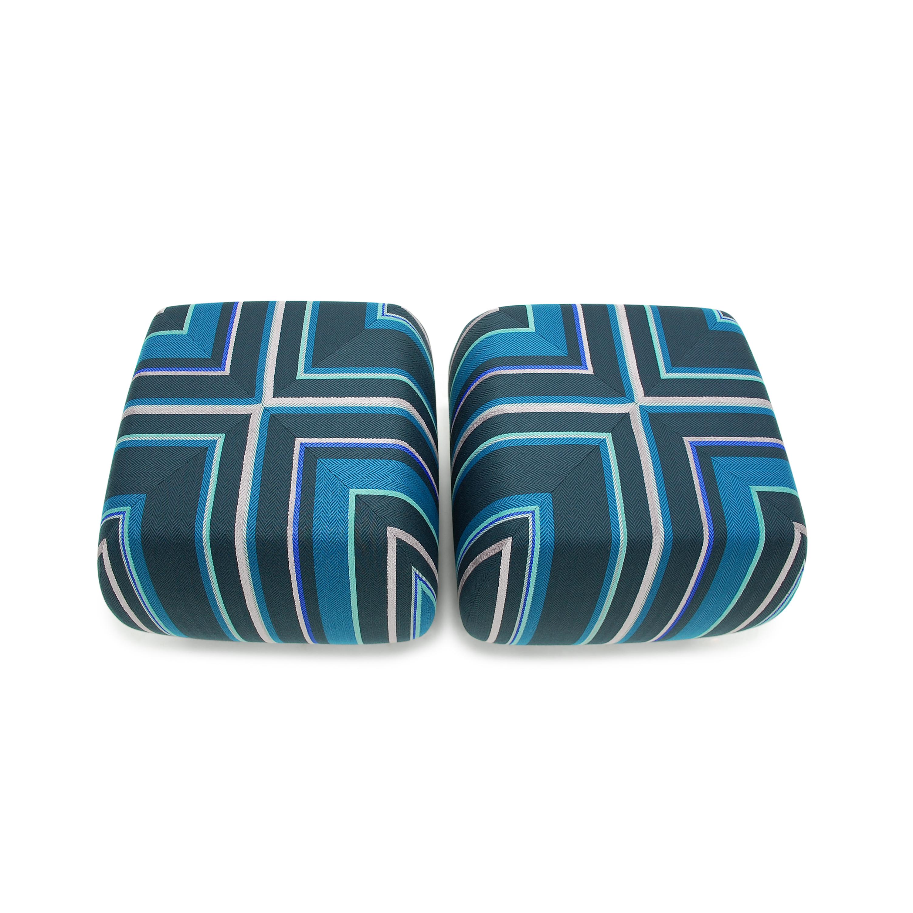 Other Glide Striped Ottoman Round Custom Hidden Castors For Sale