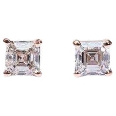 Glimmering and Elegant 1.40ct Ascher Diamond Earrings in 18K White Gold