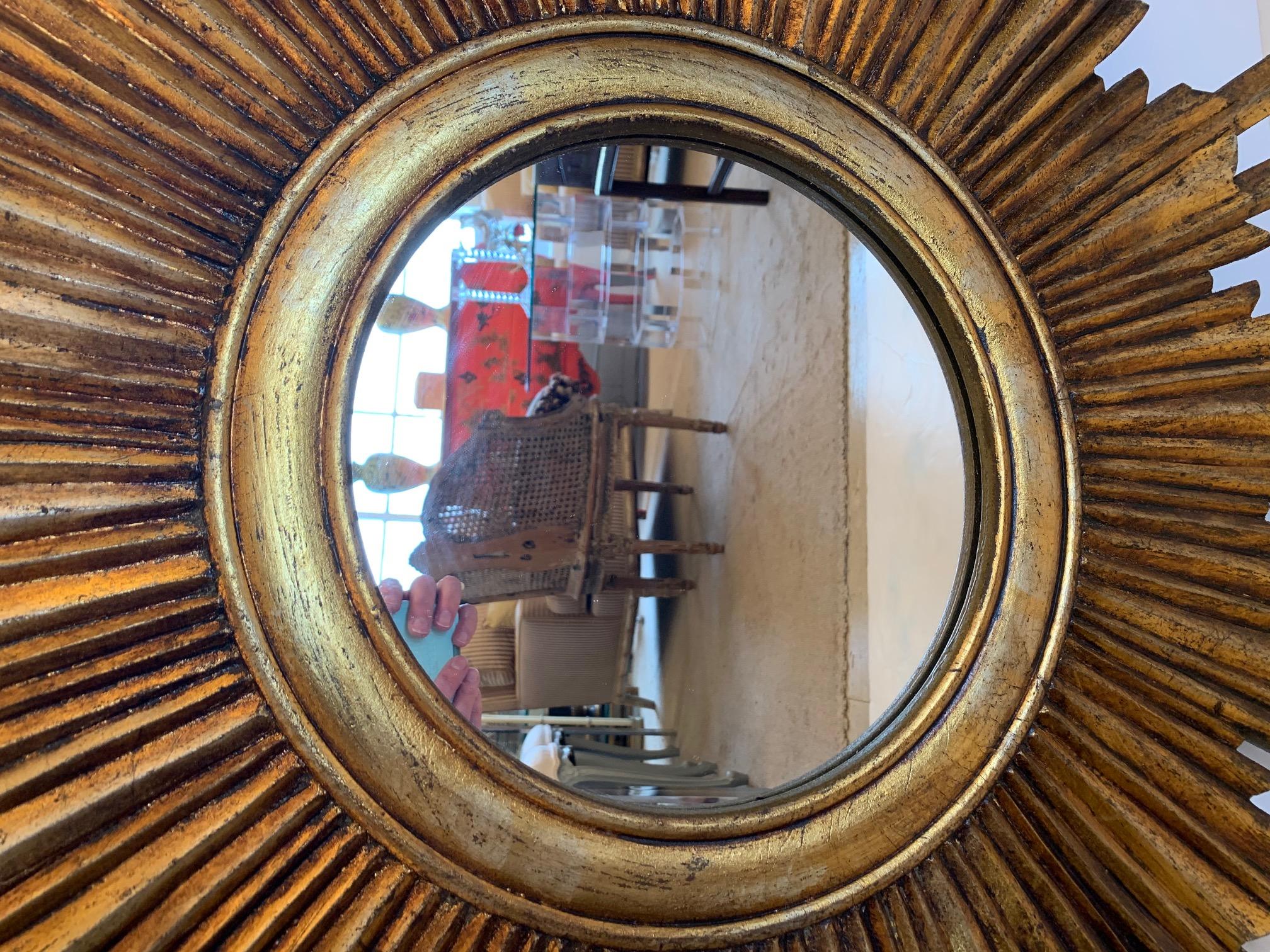 North American Glimmering Glamorous Giltwood Sunburst Mirror