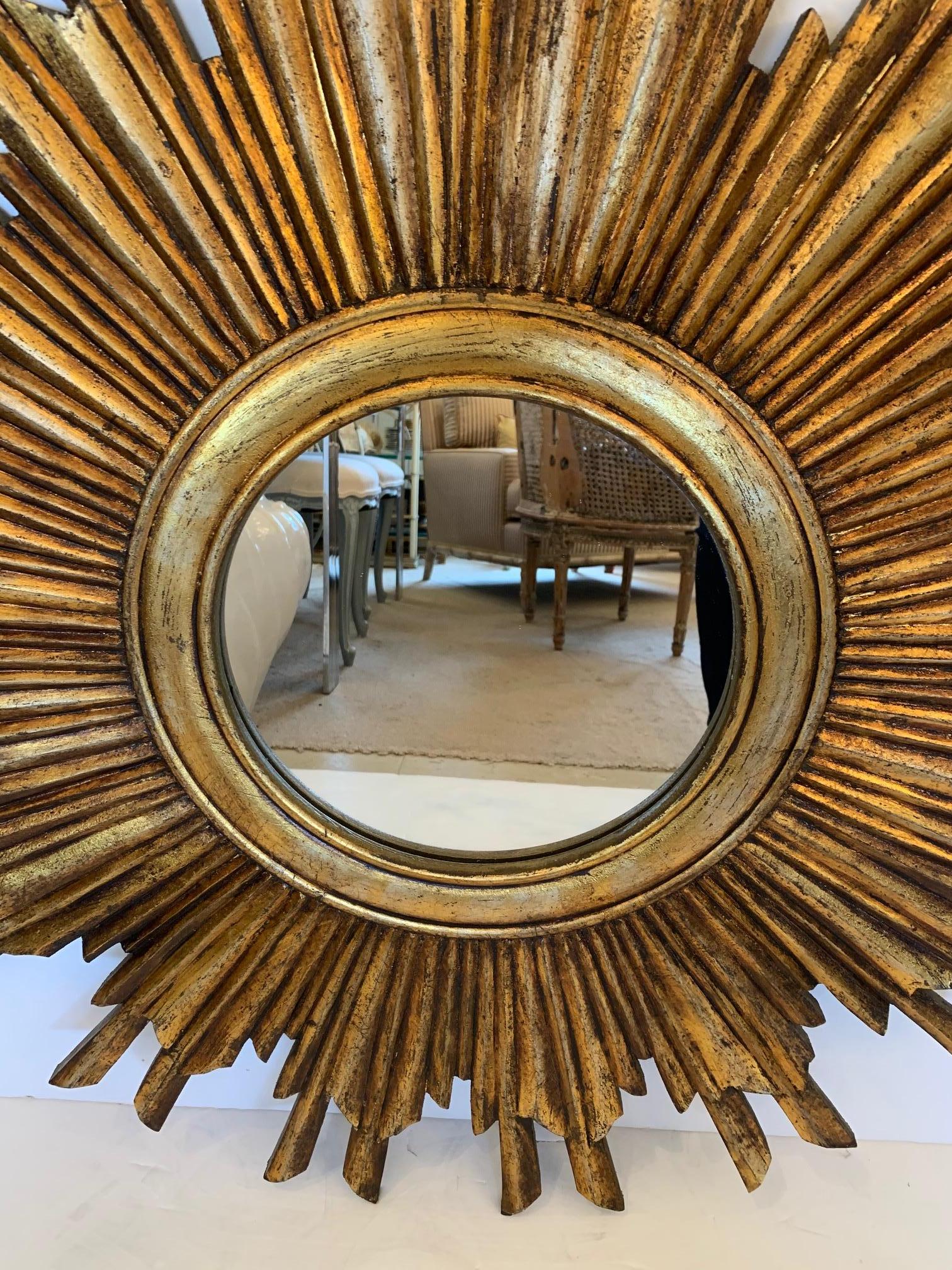 Glimmering Glamorous Giltwood Sunburst Mirror 1