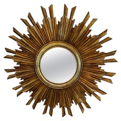 Glimmering Glamorous Giltwood Sunburst Mirror