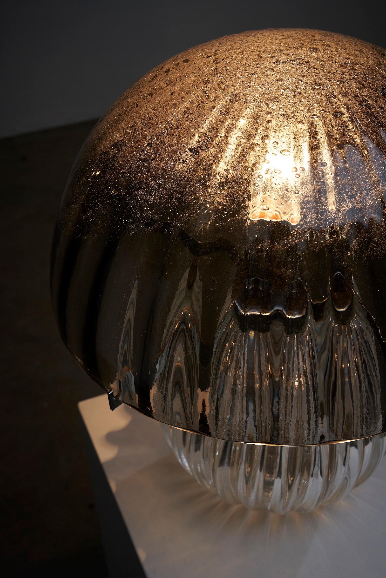 Mid-20th Century Glimmering Glass Mushroom Table Lamp in Murano Glass For Sale