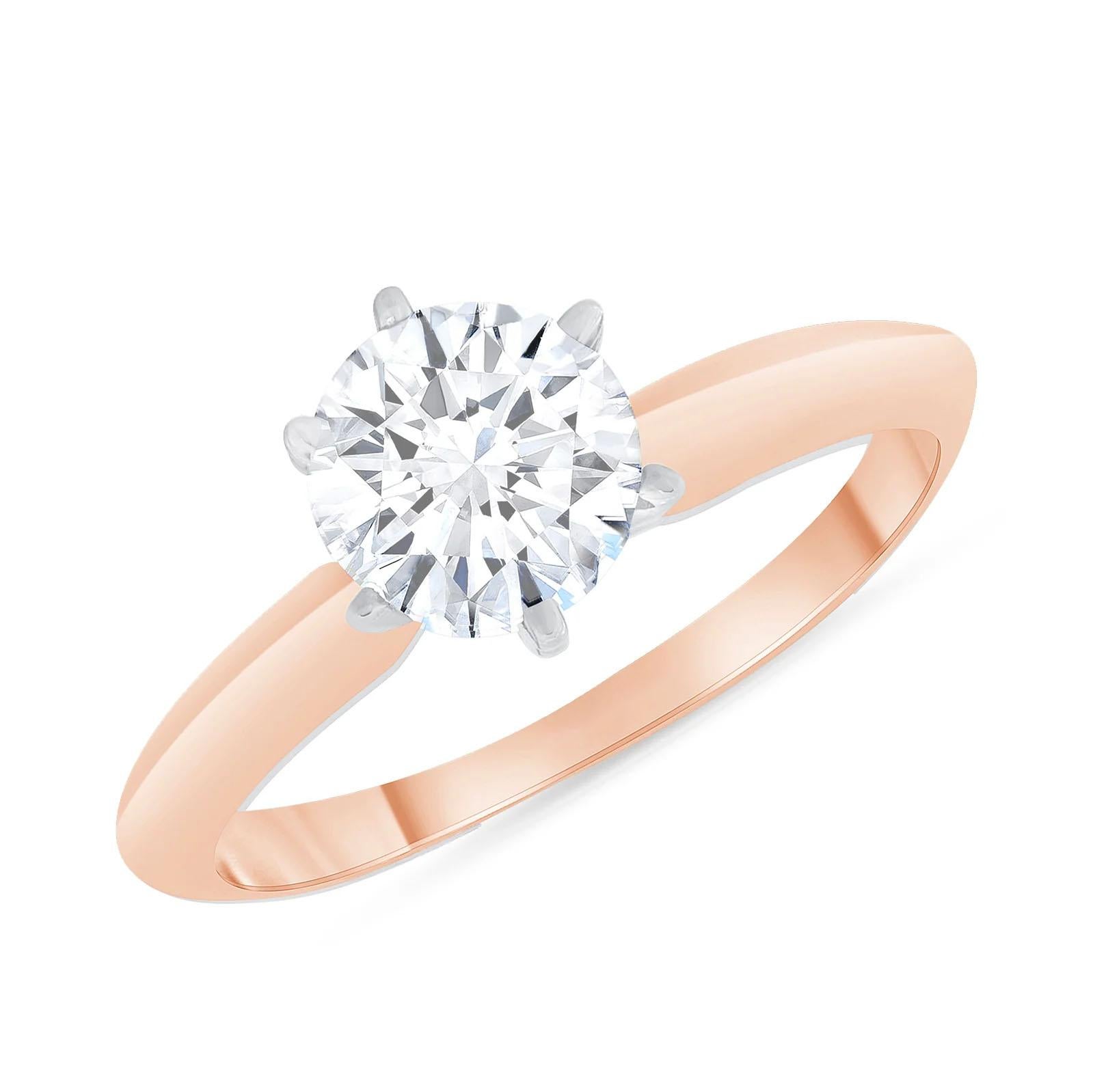 En vente :  Bague de fiançailles en or 18K avec solitaire à six branches et diamant 3